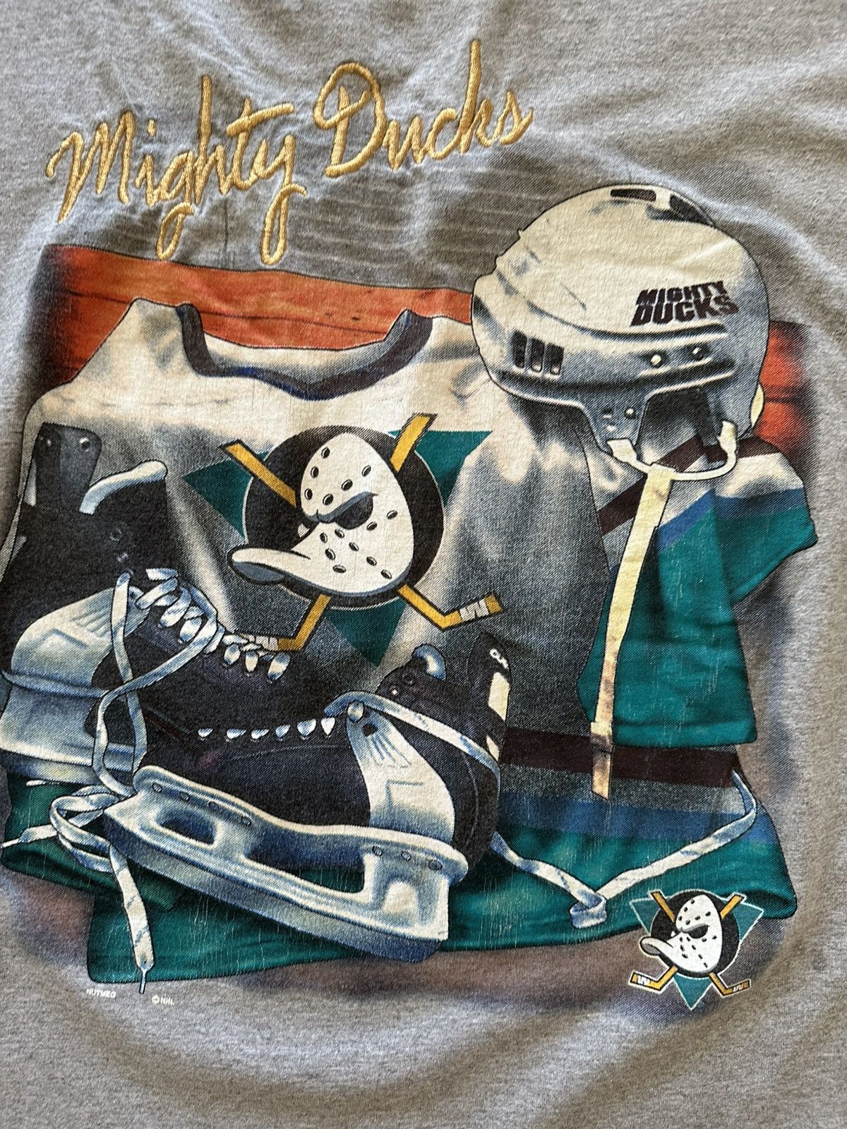 NHL × Nutmeg × Vintage Vintage 90s Nutmeg Disney Mighty Ducks NHL Hockey Tee 1995 Size US L / EU 52-54 / 3 - 2 Thumbnail