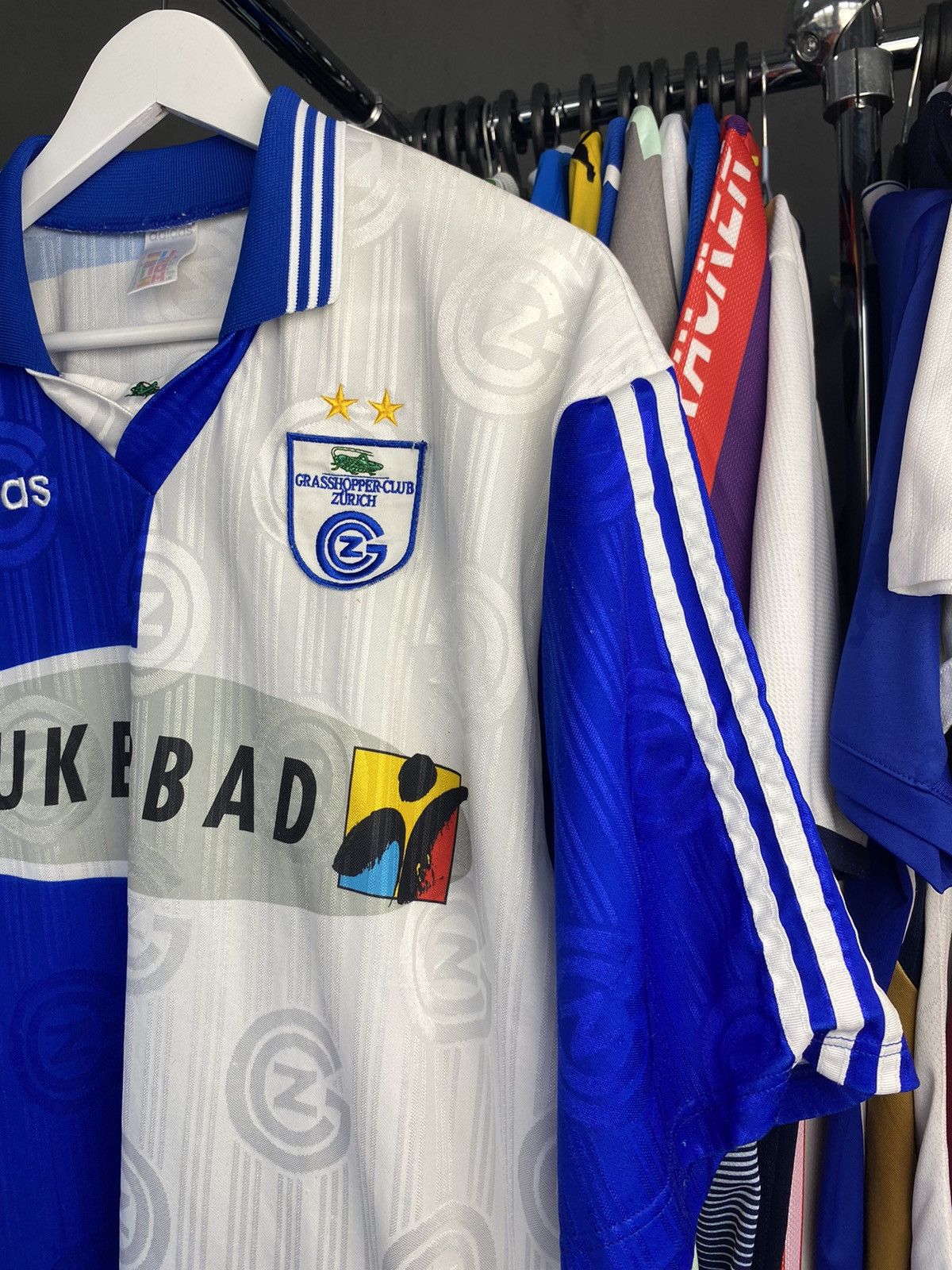 Adidas 1997/98 ADIDAS GRASSHOPPERS ZURICH SOCCER FOOTBALL JERSEY Size US L / EU 52-54 / 3 - 4 Thumbnail