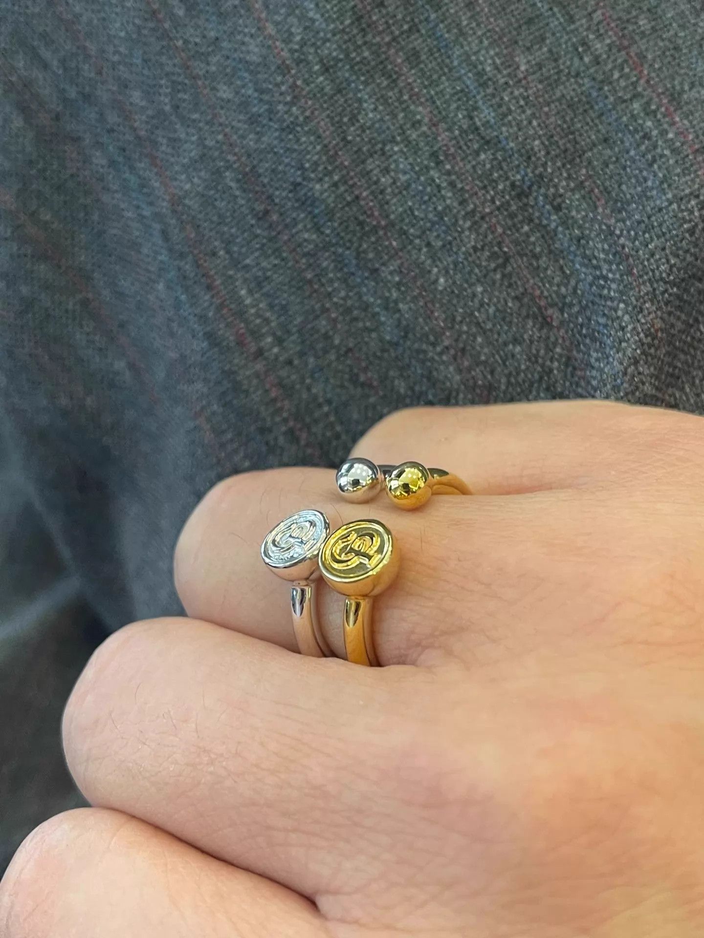 Other Cootie Symbol Gap Ring Gold/Silver L (19) Japan New Size ONE SIZE - 1 Thumbnail