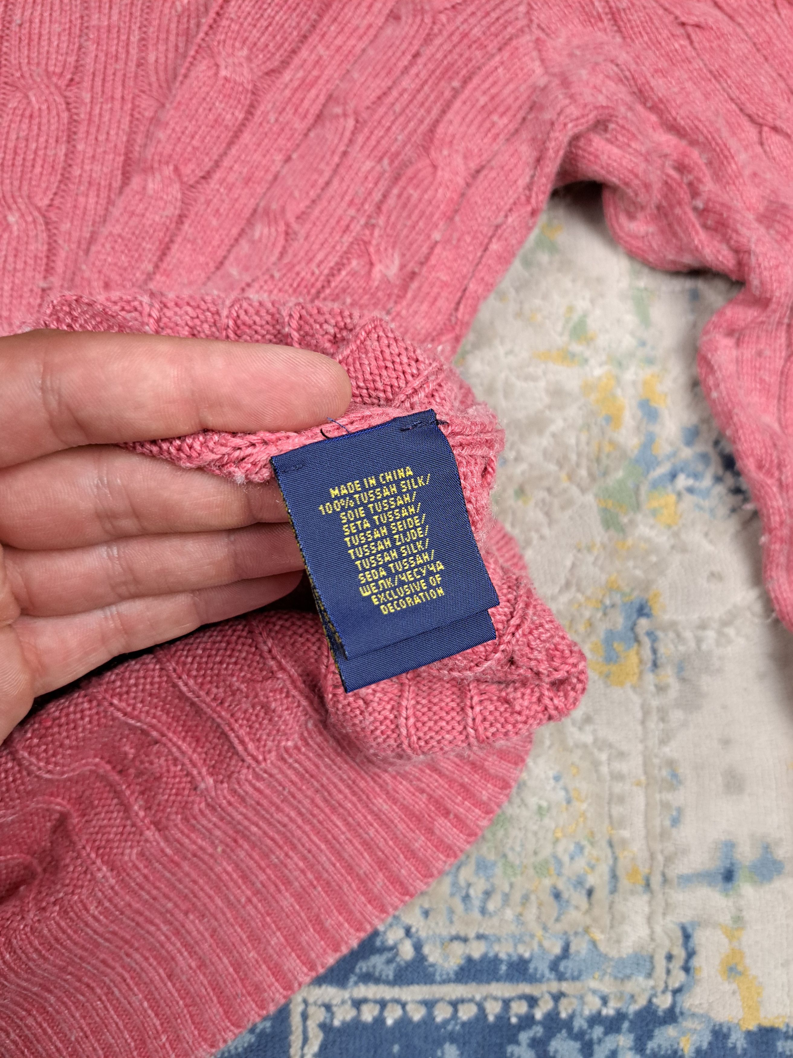 Polo Ralph Lauren Ralph Lauren 100% Silk Cable Knit Pink Sweater Luxury Size US XL / EU 56 / 4 - 4 Thumbnail