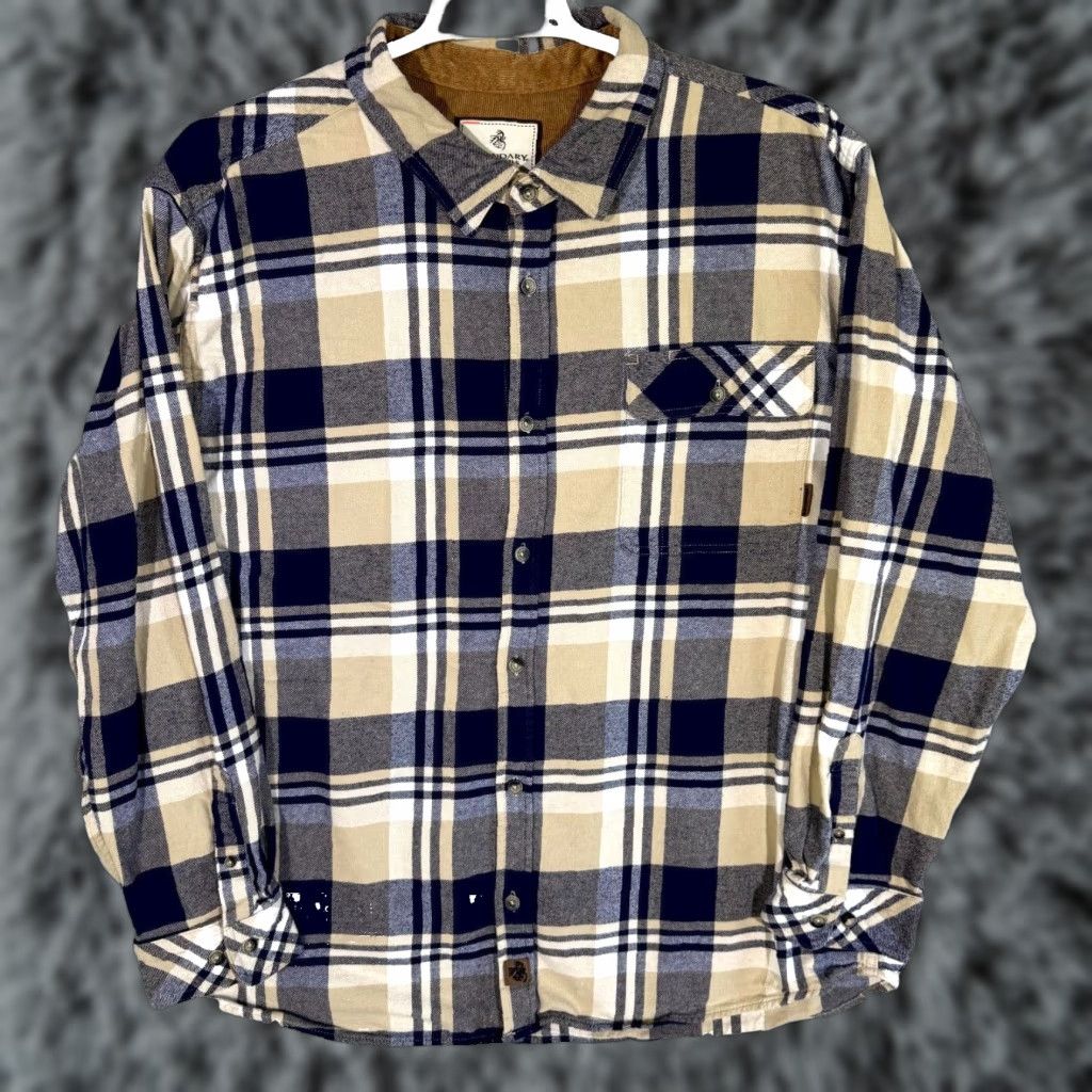 Vintage Legendary Whitetails Buck Camp Button-Up Shirt Mens 2XL Navy Tan Plaid Cotton Flannel Long Sleeve Casual Workwear Size US XXL / EU 58 / 5 - 1 Thumbnail