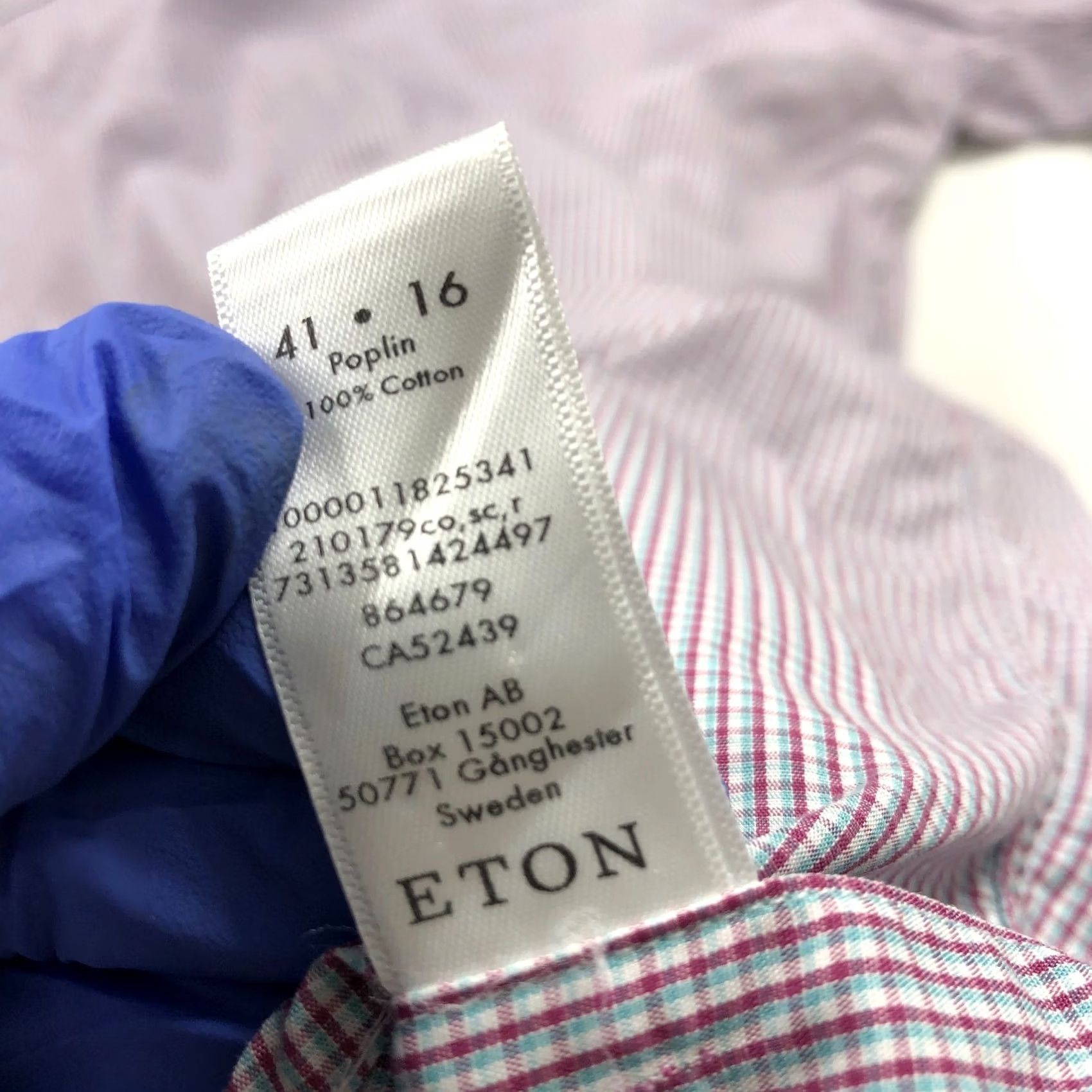 Eton ETON CONTEMPORARY Dress Shirt Plaid Red 16/32 Long Sleeve Button Cuff Mens Regular 100% Cotton Size 42R - 7 Thumbnail