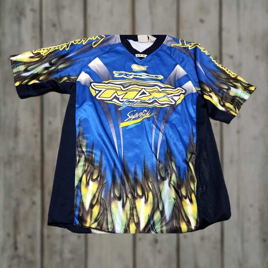 Athletic Works VINTAGE Athletic Works Motocross Jersey Shirt M Blue 90s Mens VTG Double Sided Short Sleeve Pullover Sports Jersey Size US M / EU 48-50 / 2 - 1 Thumbnail