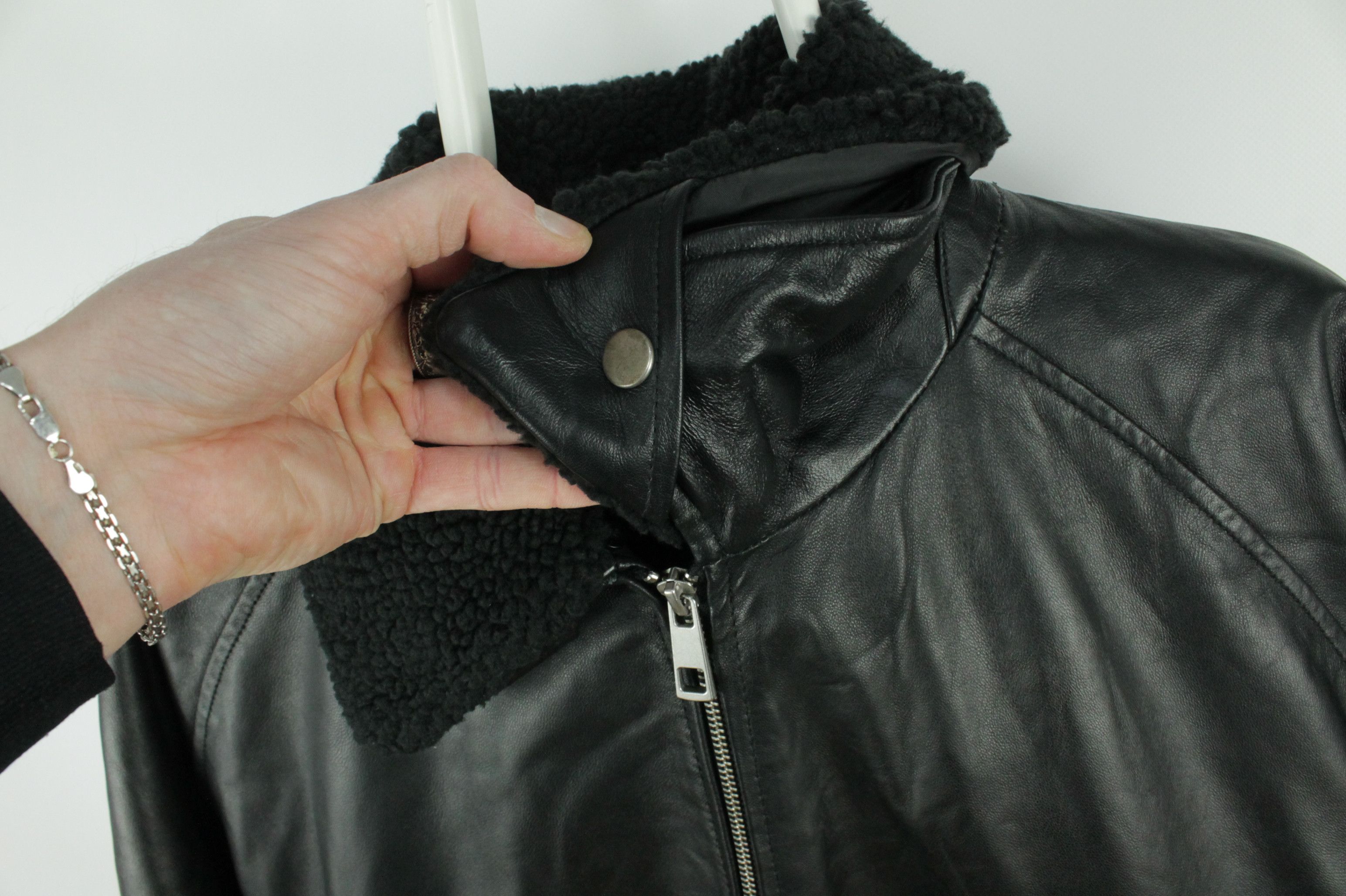 Asos Asos Oversized Black Leather Bomber Jacket Size US L / EU 52-54 / 3 - 5 Thumbnail