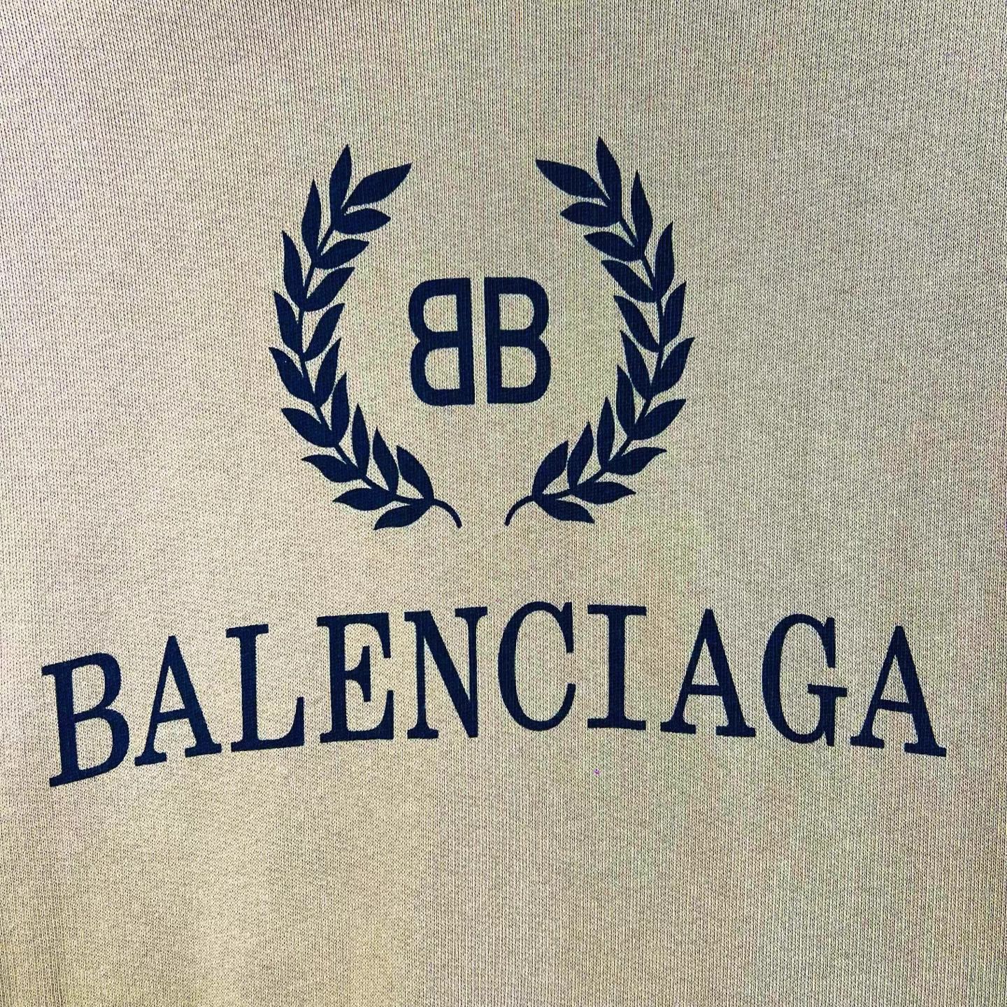 Balenciaga Balenciaga Khaki Wheat Logo Print Hoodie K12 Size US XS / EU 42 / 0 - 6 Thumbnail