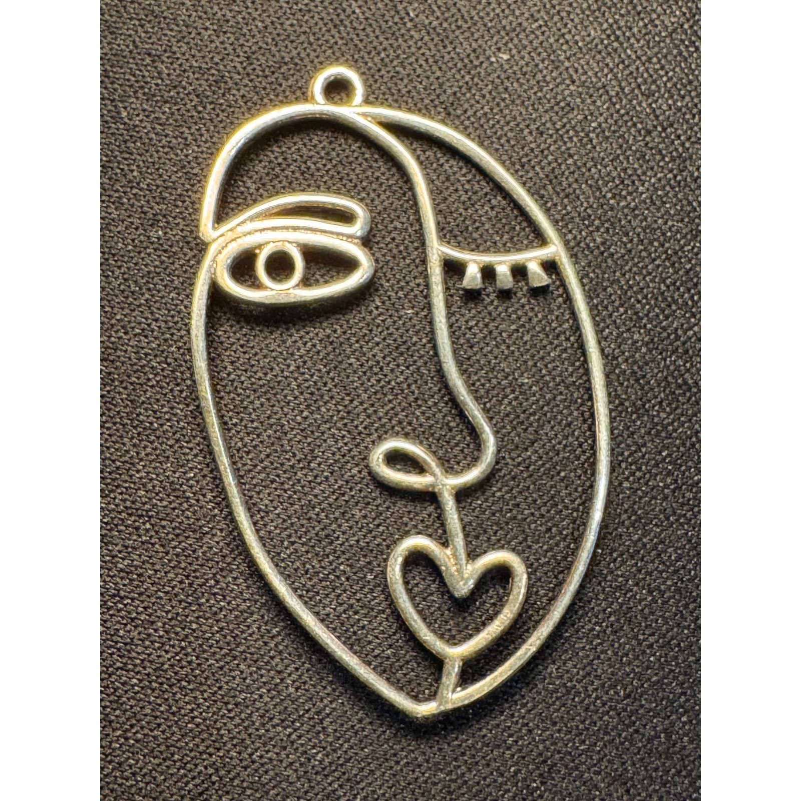 Other Vintage Artizan Made Abstract Face Pendant Test 925 Vermeil Size ONE SIZE - 2 Thumbnail