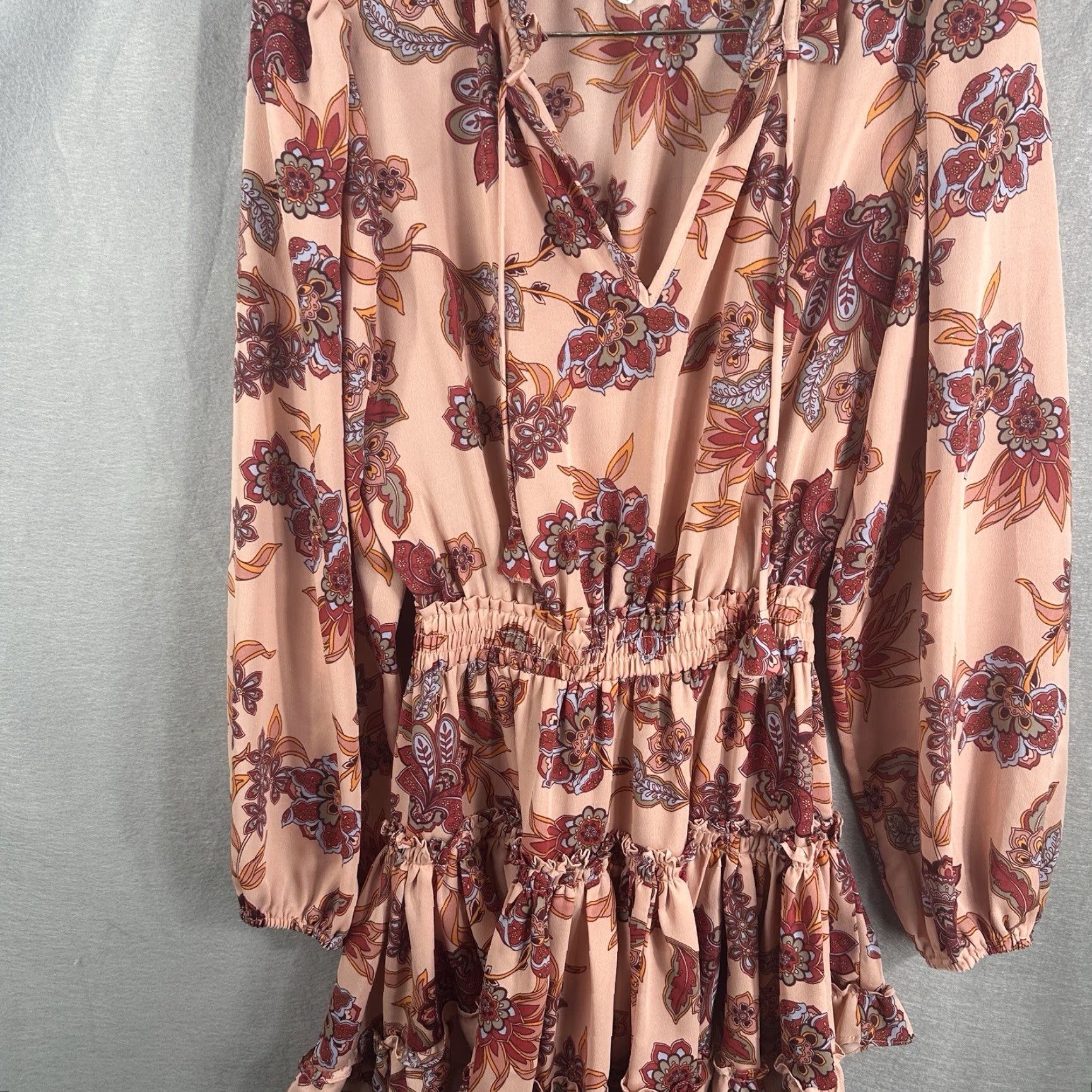 MISA Los Angeles MISA Los Angeles Mini Dress Women XS Floral Ruffle Bohemian V-Neck Short Sleeve Pullover 100% Polyester Red Dress Size XS / US 0-2 / IT 36-38 - 6 Thumbnail