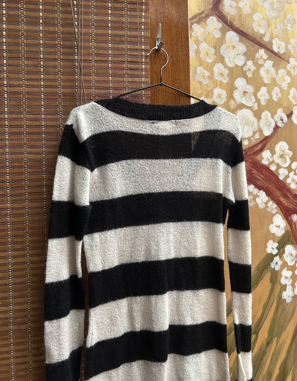 Morgan De Toi Y2K Morgan De Toi Striped Mohair V-Neck Mini Dress L/S Size S / US 4 / IT 40 - 3 Thumbnail
