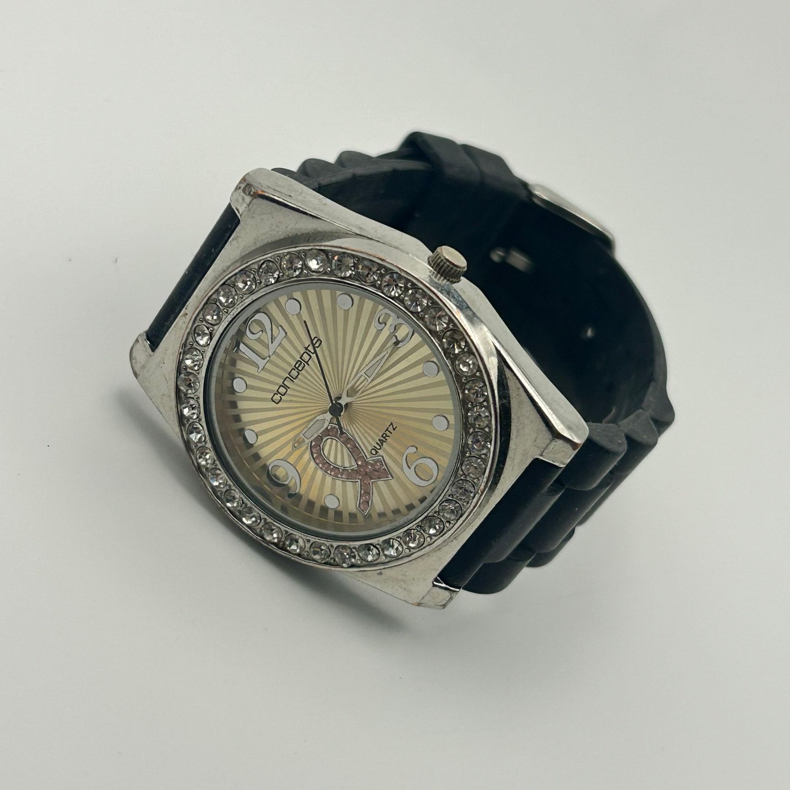 Other Concepts Breast Cancer Awareness Ribbon Watch Black Band Size ONE SIZE - 4 Thumbnail