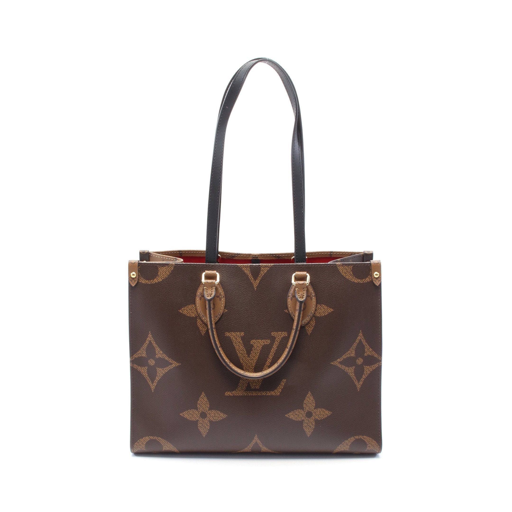 Louis Vuitton Louis Vuitton On-The-Go Mm Monogram Giant Reverse Shoulder Bag Tote Leather Brown Beige Size ONE SIZE - 1 Thumbnail