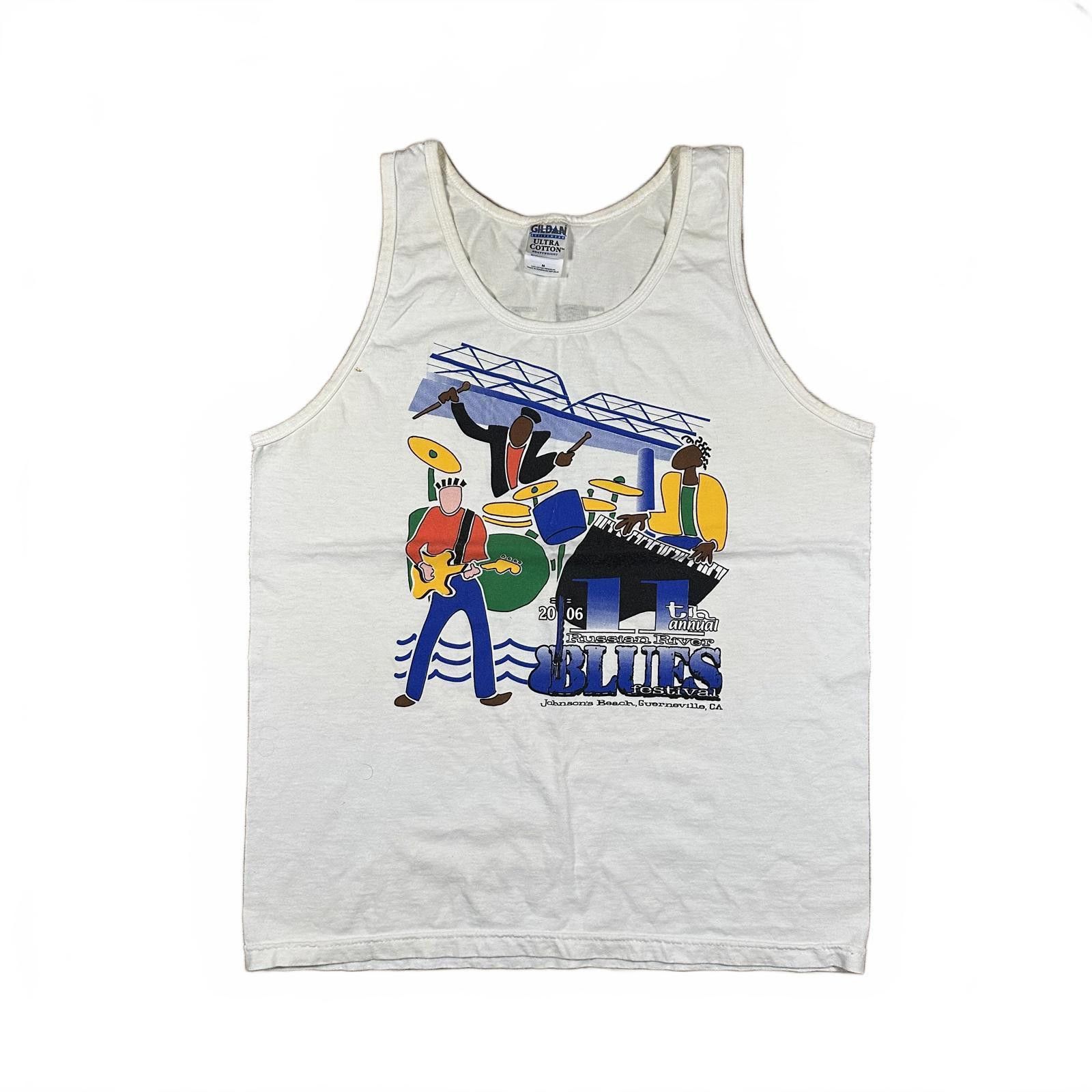 Gildan Gildan Mens Tank Top M White Vintage Blues Festival Graphic Size US M / EU 48-50 / 2 - 1 Thumbnail