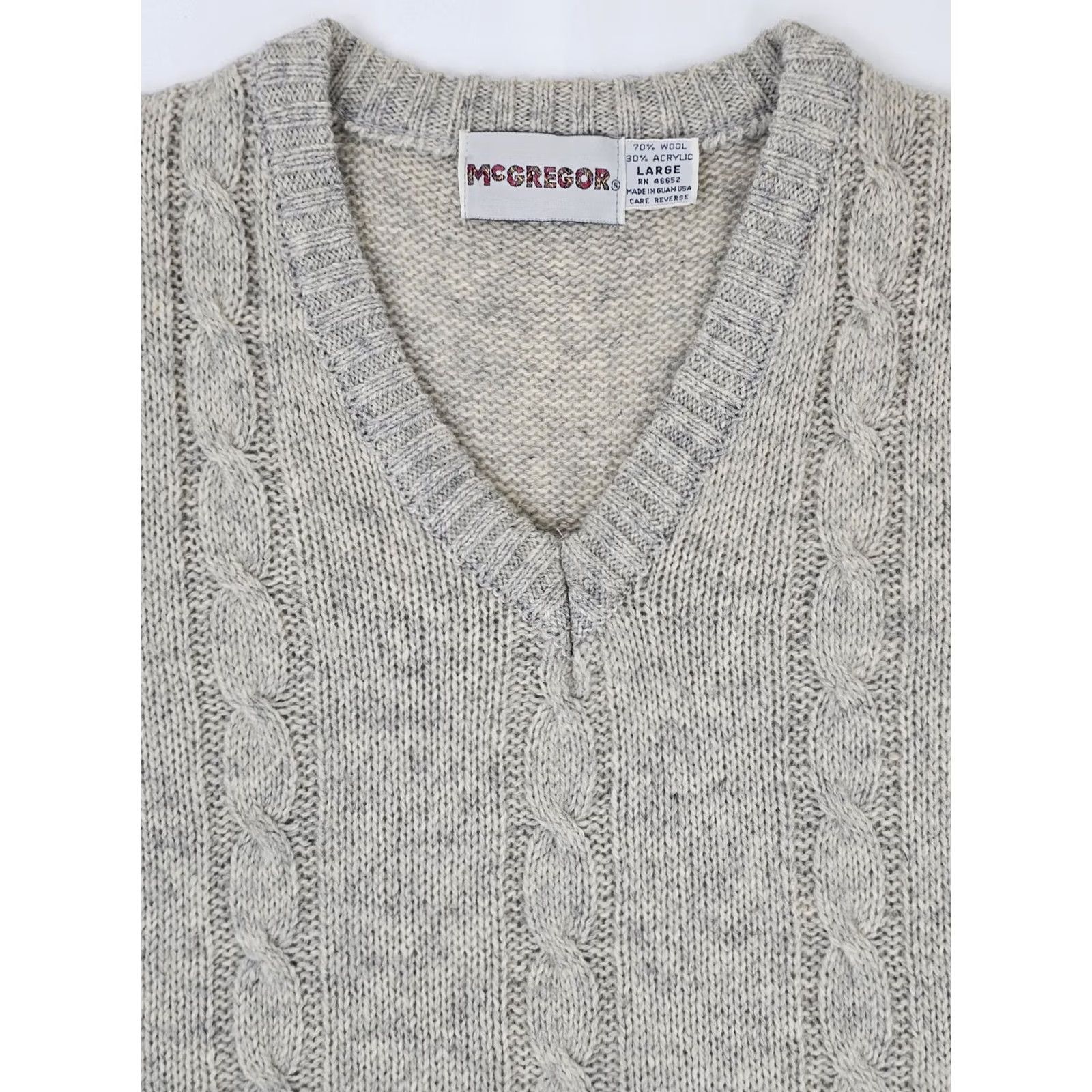 McGregor VINTAGE McGregor Sweater Vest Men L Wool Blend Cable Knit Tan 80s Preppy University Mens Size US L / EU 52-54 / 3 - 3 Thumbnail