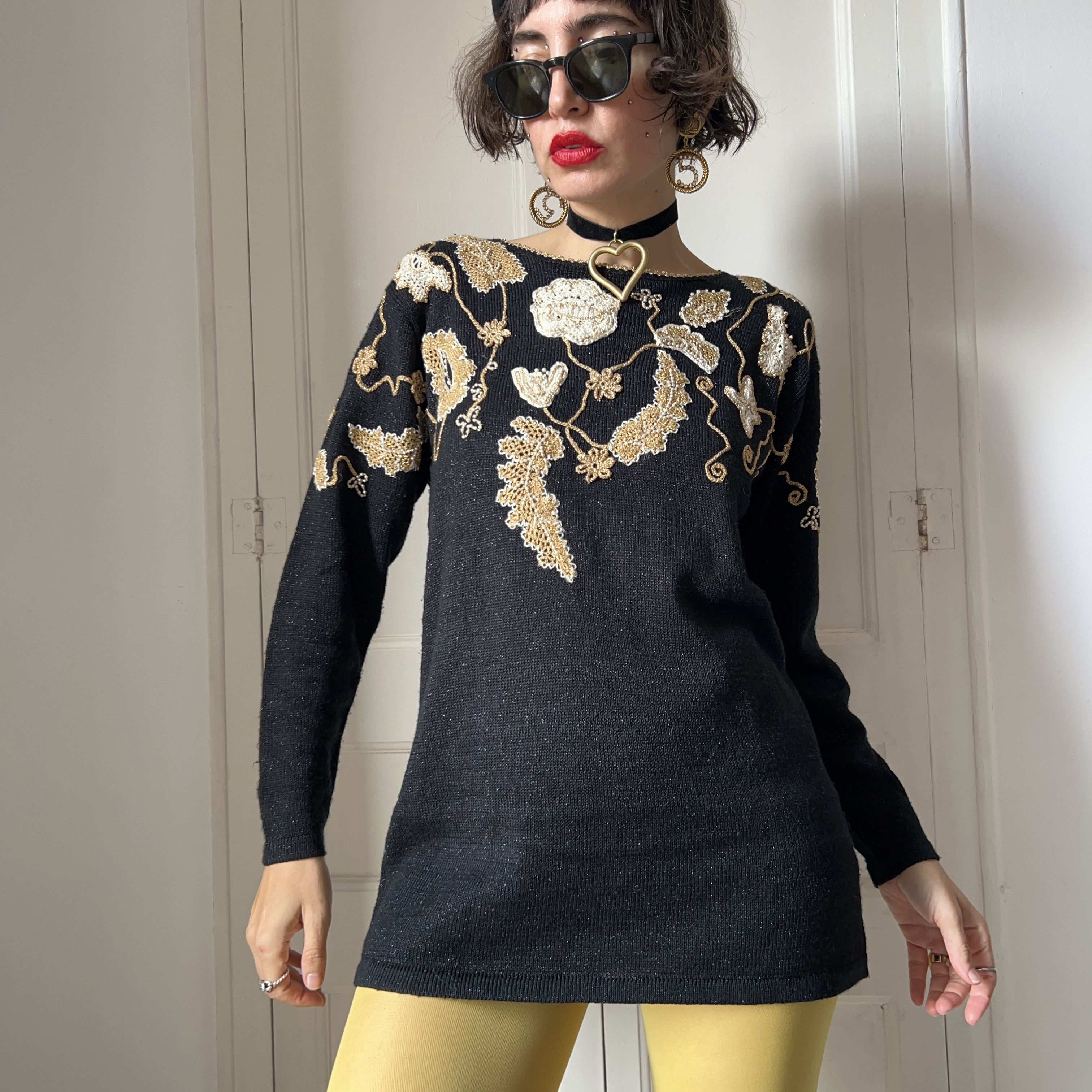 Vintage Vintage 80s Jocelyn Smith Black Gold Sweater Size M / US 6-8 / IT 42-44 - 5 Thumbnail