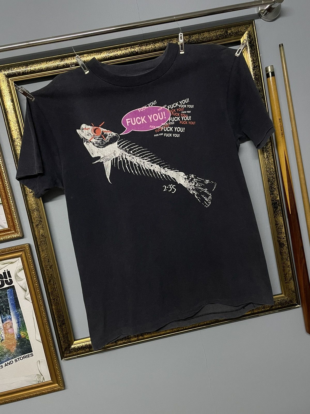 Vintage Vintage 90s Single Stitch ‘Fuck U’ Fish Skeleton Rebellious Size US L / EU 52-54 / 3 - 2 Thumbnail