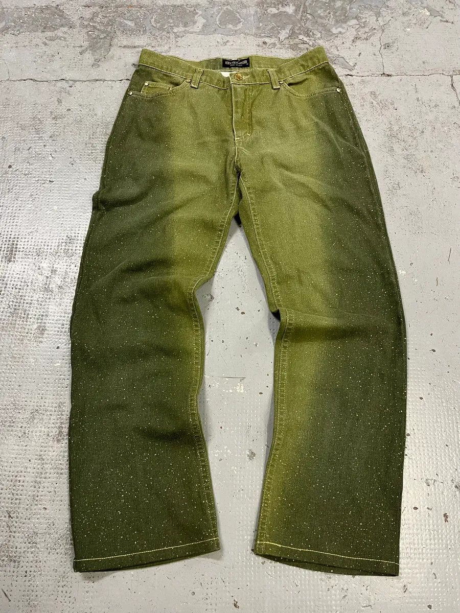 Roberto Cavalli 2000s Roberto Cavalli Gradient Green Glitter Pants Size US 30 / EU 46 - 1 Thumbnail