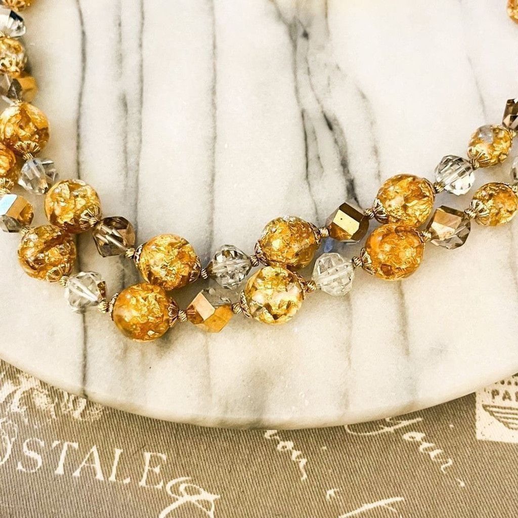 Vintage Vintage Signed Vendome Necklace Gold Foil Bead ed Size ONE SIZE - 2 Thumbnail