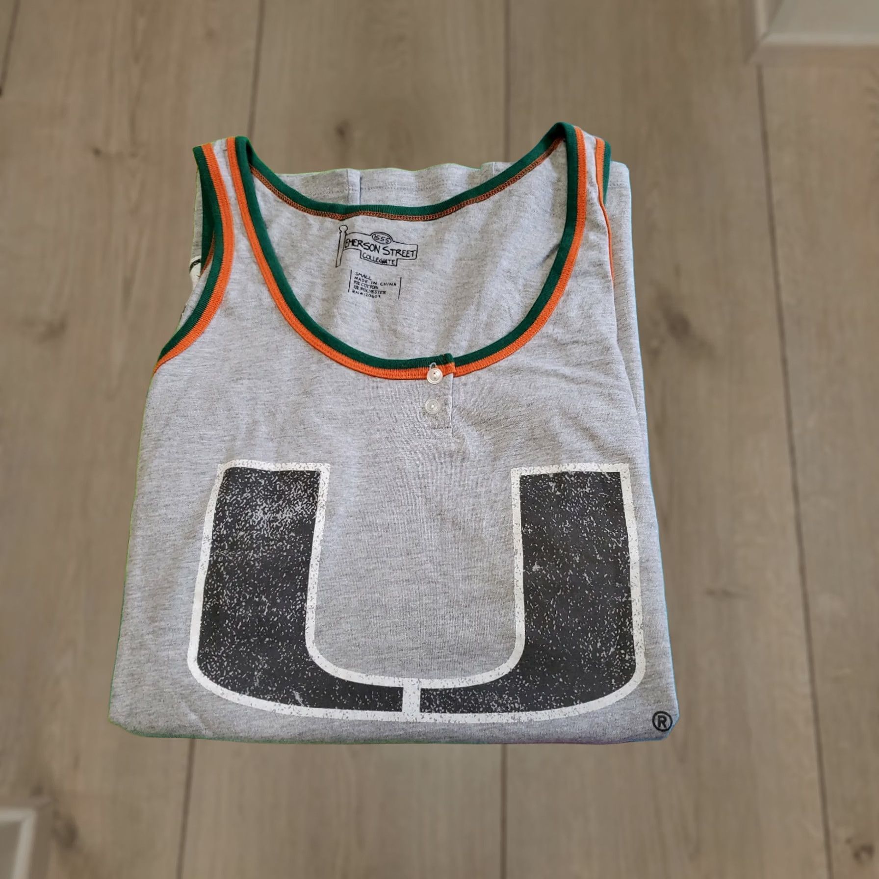 Vintage Emerson Street Collegiate Womens Tank Top MIAMI HURRICANES Gray Cotton Blend Size S/Small Scoop Neck Sleeveless Casual Size S / US 4 / IT 40 - 1 Thumbnail