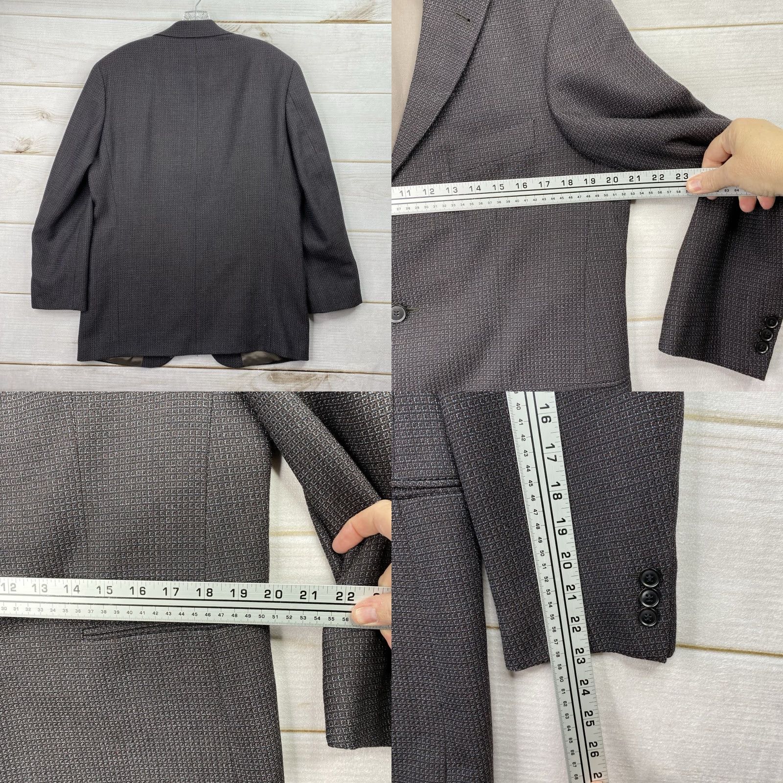 Hugo Boss HUGO BOSS Blazer Jacket Single-Breasted 3-Button Brown Wool 38R Men Vintage No Notch Lapel Size 38R - 8 Thumbnail