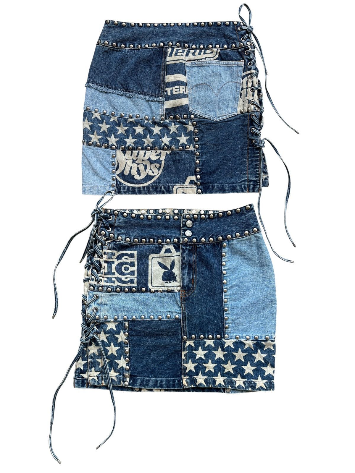 Hysteric Glamour Vintage 90s Hysteric Glamour Studded Denim Mini Skirt Size 28" / US 6 / IT 42 - 1 Thumbnail