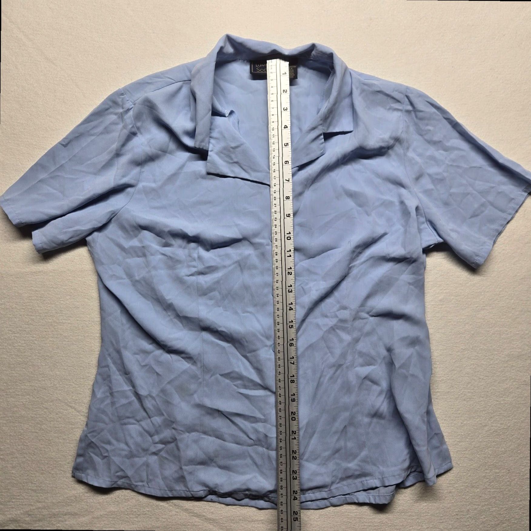 Vintage Laura Scott Blue Button Up Short Sleeve Blouse Women's 14 Size XL / US 12-14 / IT 48-50 - 6 Thumbnail