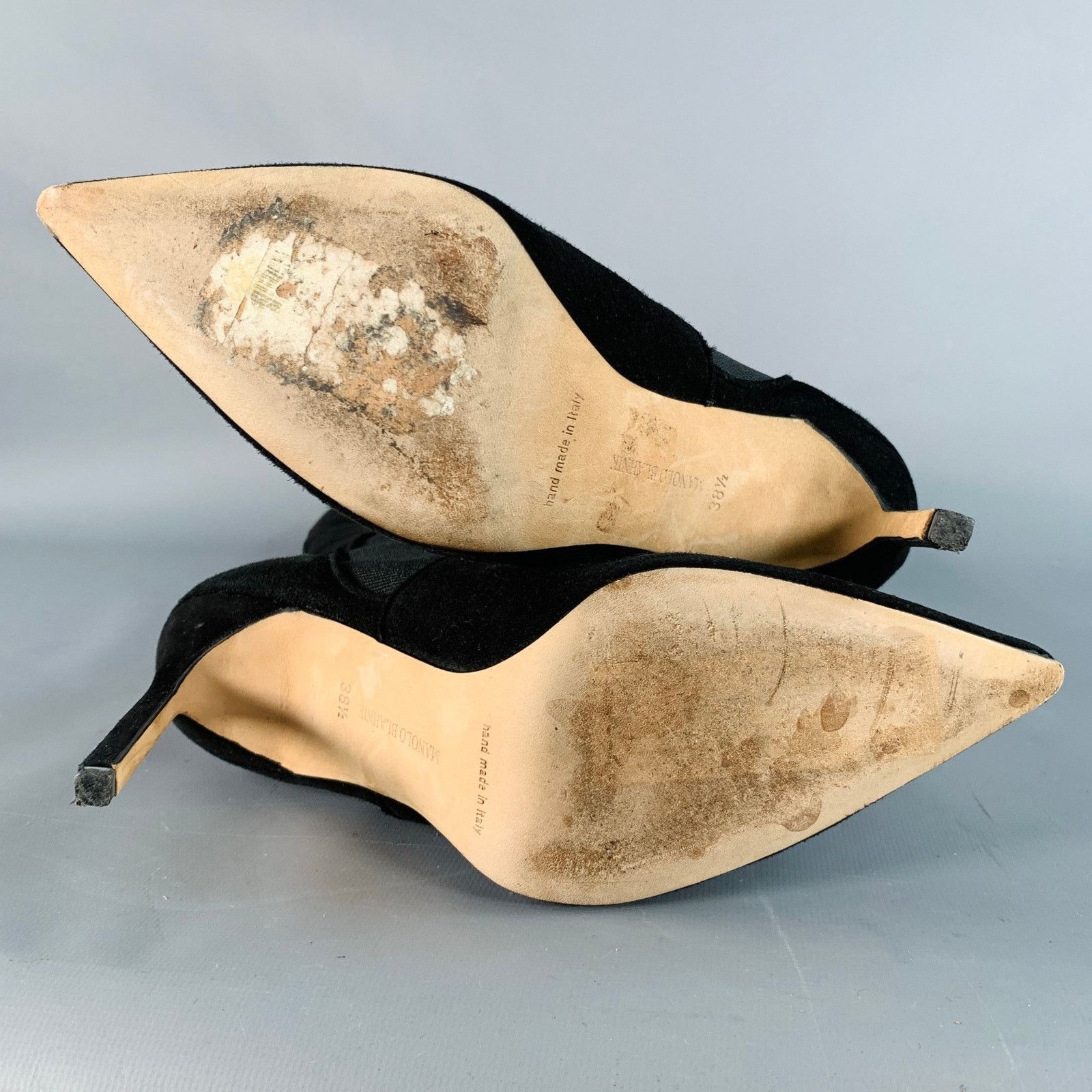 Manolo Blahnik Black Suede Pull On Pointed Toe Stiletto Boots Size US 8.5 / IT 38.5 - 5 Thumbnail