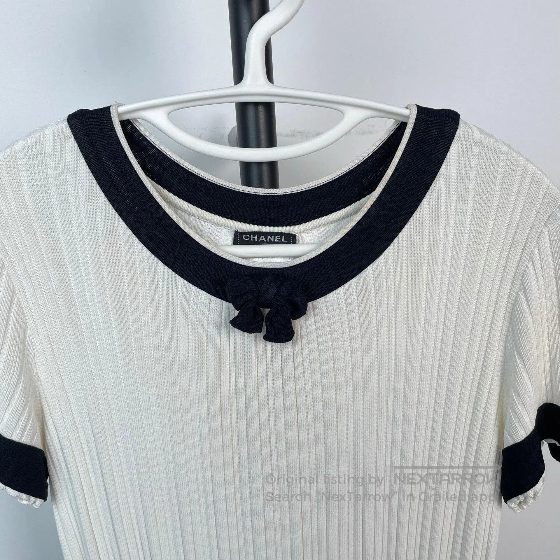Chanel Chanel Black White Bow Pleated Dress. Size XS / US 0-2 / IT 36-38 - 9 Thumbnail