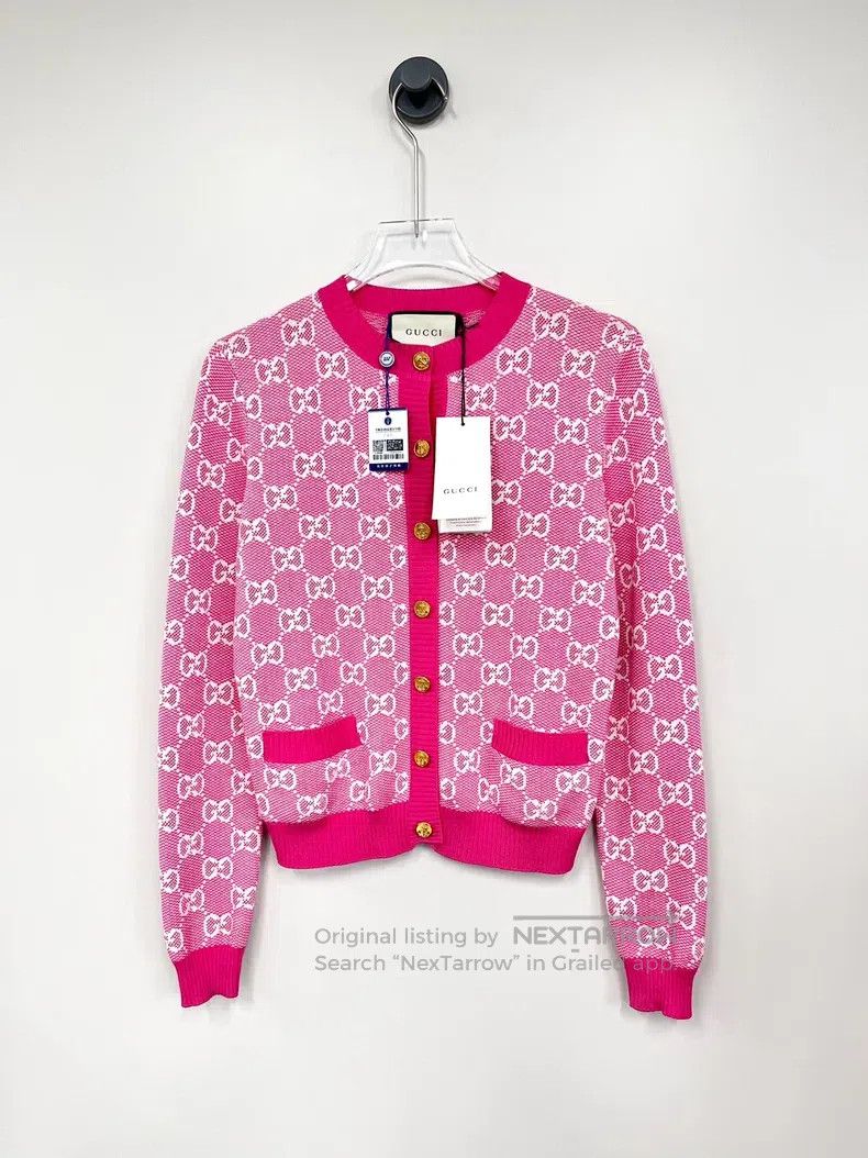 Gucci Gucci Pink gold buckle full print knitted cardigan coat Size XS / US 0-2 / IT 36-38 - 1 Thumbnail
