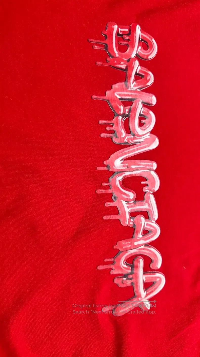 Balenciaga Balenciaga Short-sleeved red jelly graffiti dissolves logo Size US M / EU 48-50 / 2 - 4 Thumbnail