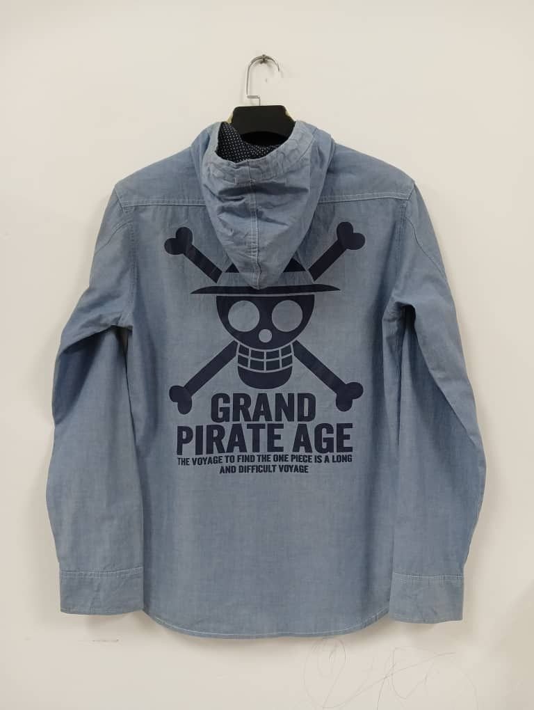 Anime × Japanese Brand × One Piece 🔥One Piece Mugiwara Pirates Hooded Button Up Bog Logo Size US L / EU 52-54 / 3 - 1 Thumbnail