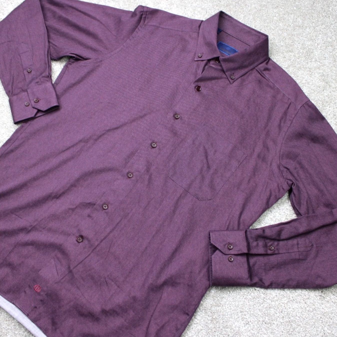 David Donahue David Donahue Shirt Mens Large Purple 100% Cotton Long Sleeve Button Down Size US L / EU 52-54 / 3 - 4 Thumbnail
