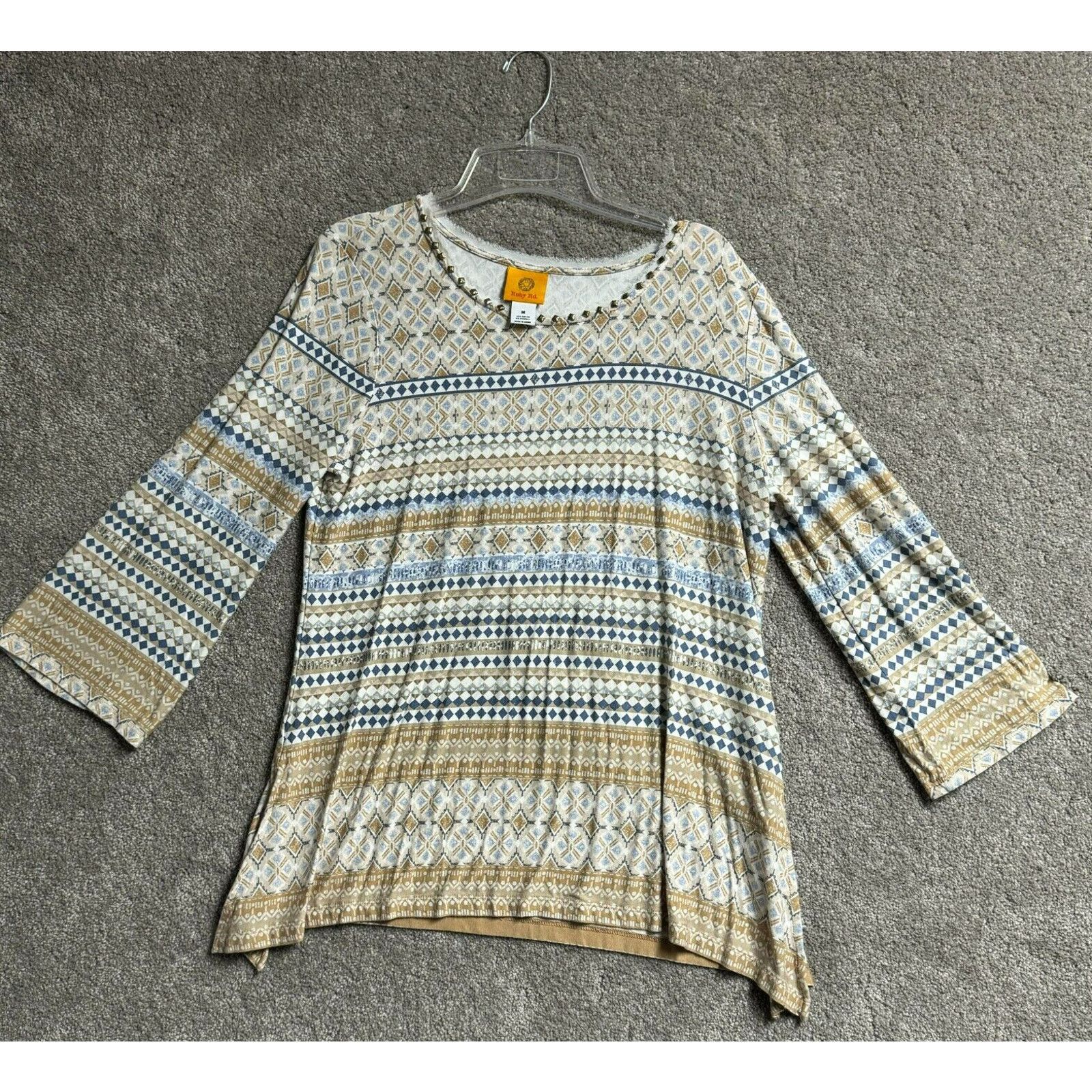 Other Boho Chic Folk Inspired Top M Studded Neckline Geometric Y2K Size M / US 6-8 / IT 42-44 - 1 Thumbnail