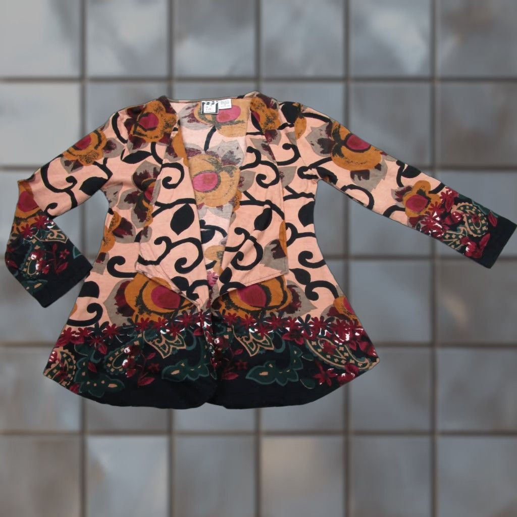 Vintage VINTAGE Take Two Floral Kimono Blouse Womens M Brown Jersey Casual Sleeve Abstract 2000s Size M / US 6-8 / IT 42-44 - 1 Thumbnail