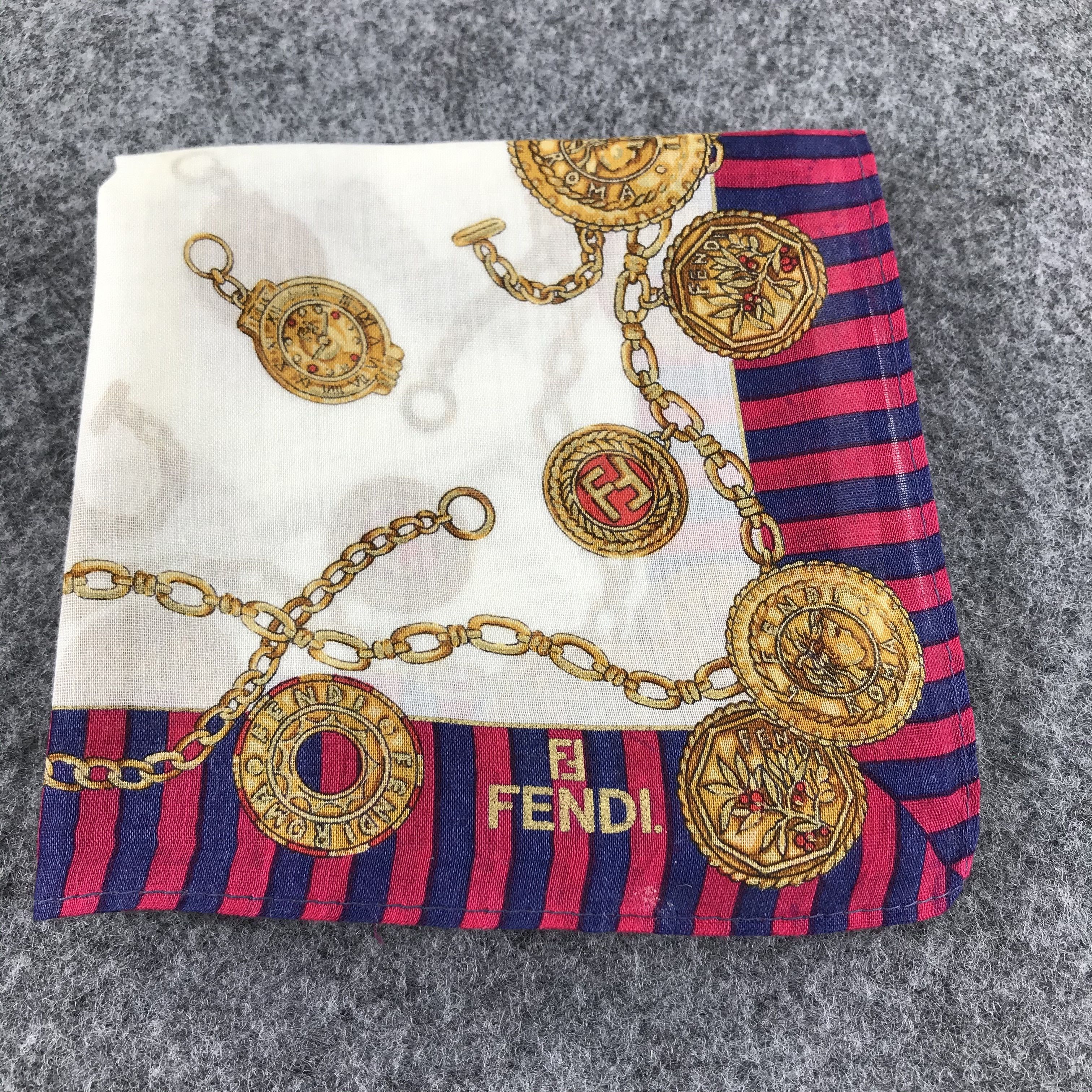 Japanese Brand Fendi Padlock and Keys Handkerchief Neckerchief H250 Size ONE SIZE - 7 Thumbnail
