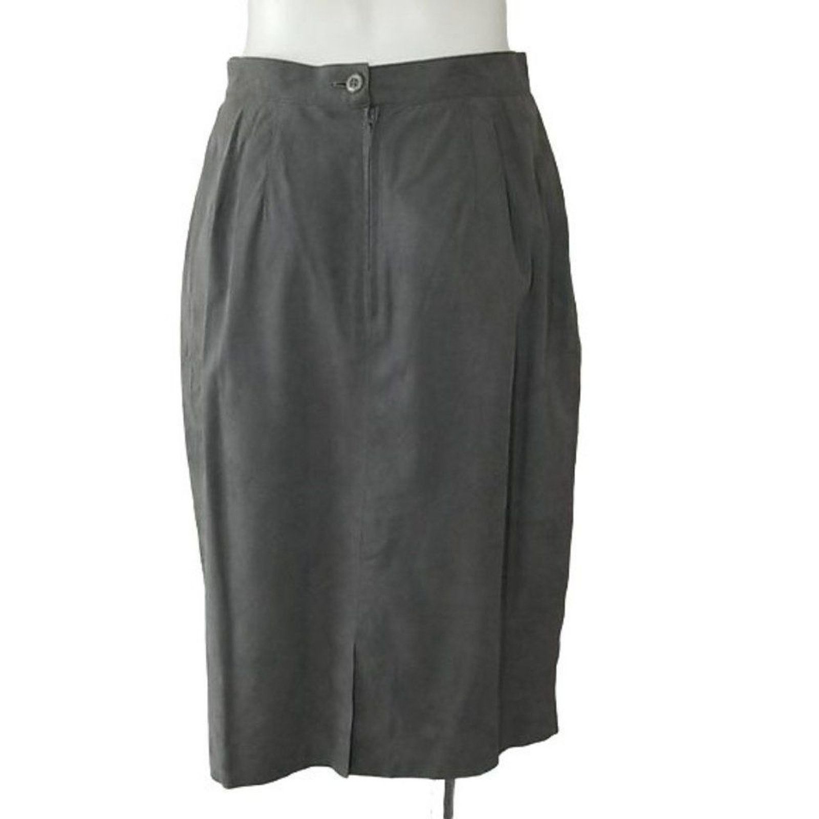 Vintage Vintage Austin Reed Grey Magna Suede Skirt Size 34" / US 12 / IT 48 - 3 Thumbnail