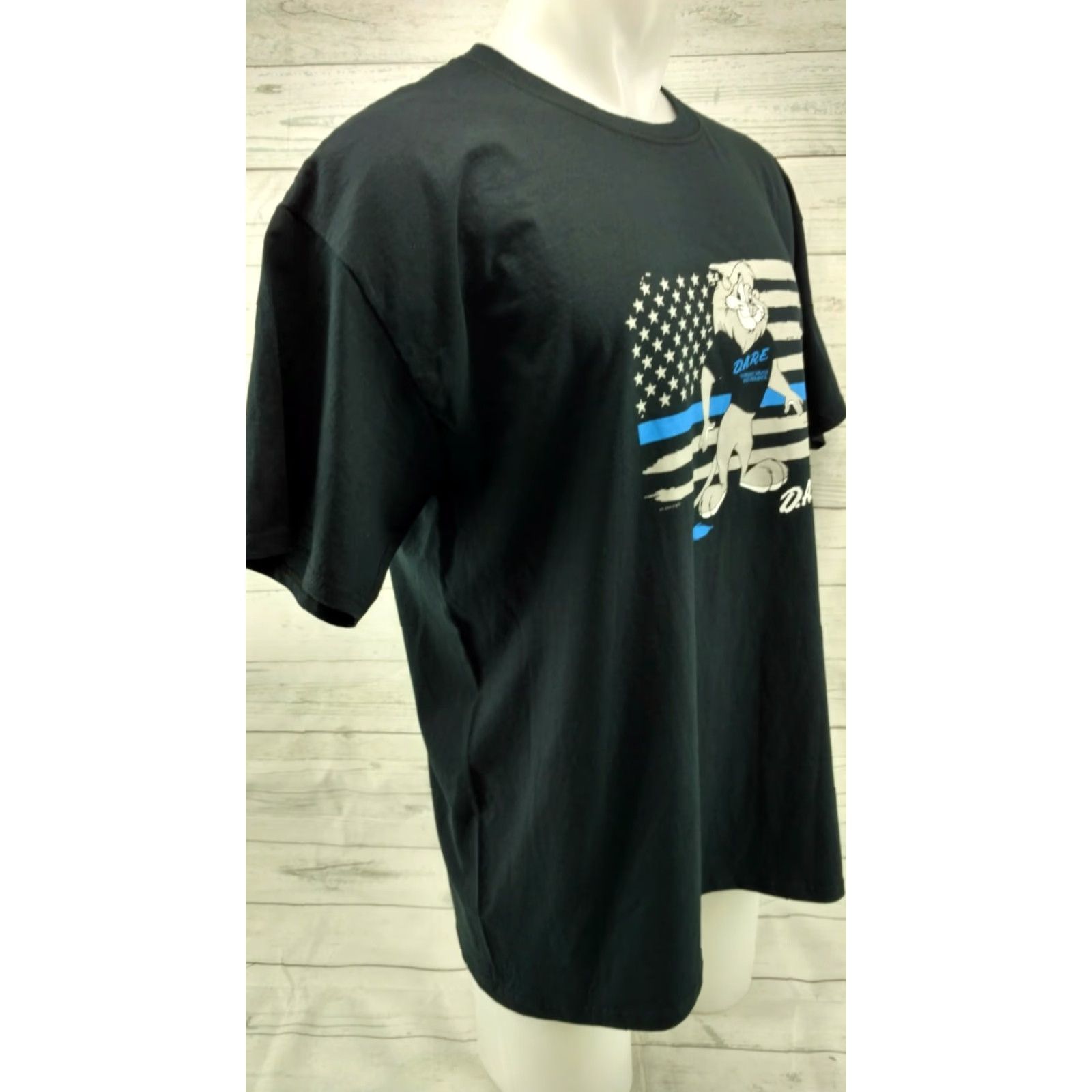 Port & Company DARE TO STAY OFF DRUGS LION Black XL T-Shirt Port & Company Mens Short Sleeve Cotton Graphic Tee Size US XL / EU 56 / 4 - 4 Thumbnail