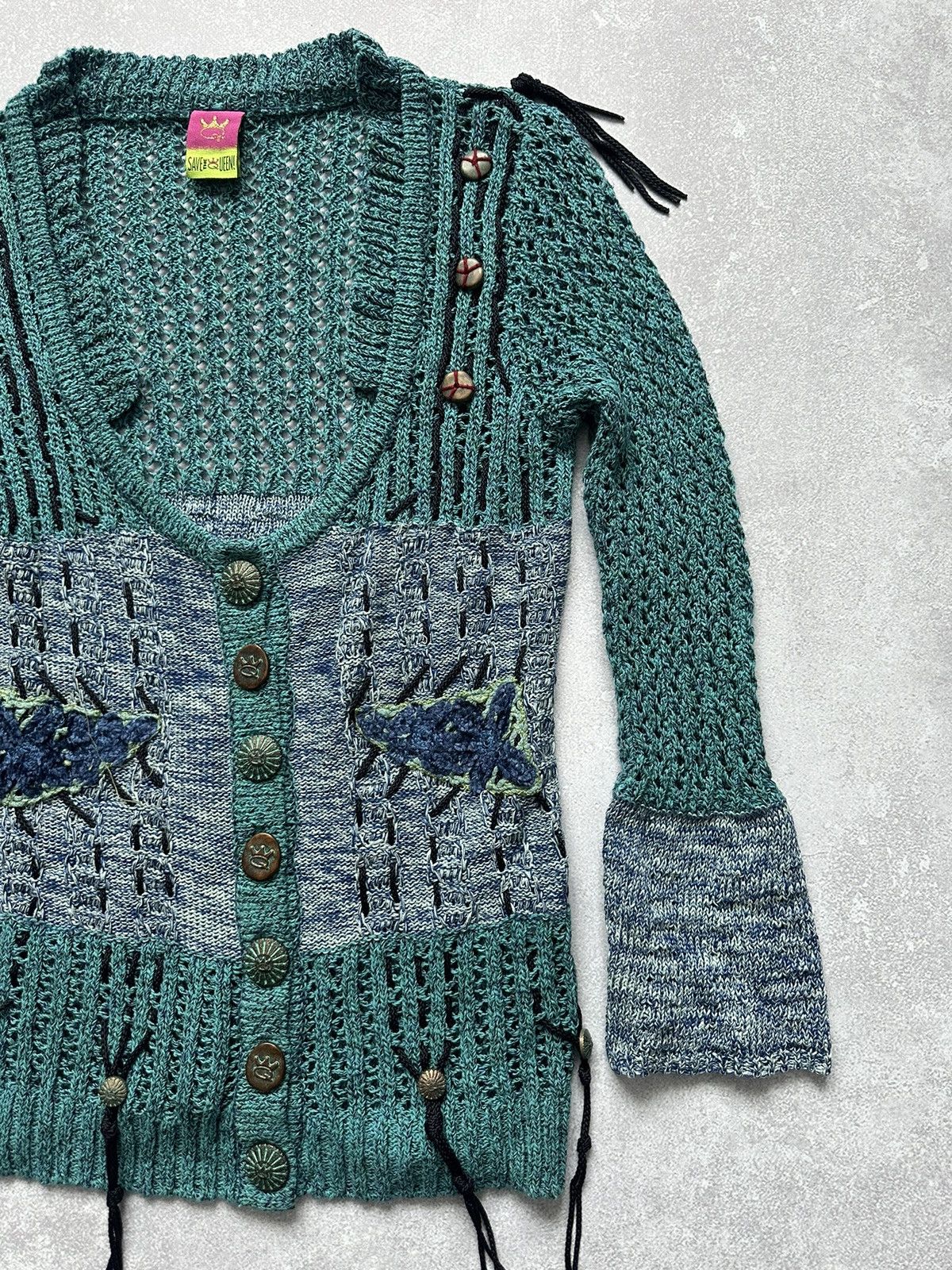 Designer Save the Queen sweater cardigan made in Italy size L Size L / US 10 / IT 46 - 2 Thumbnail