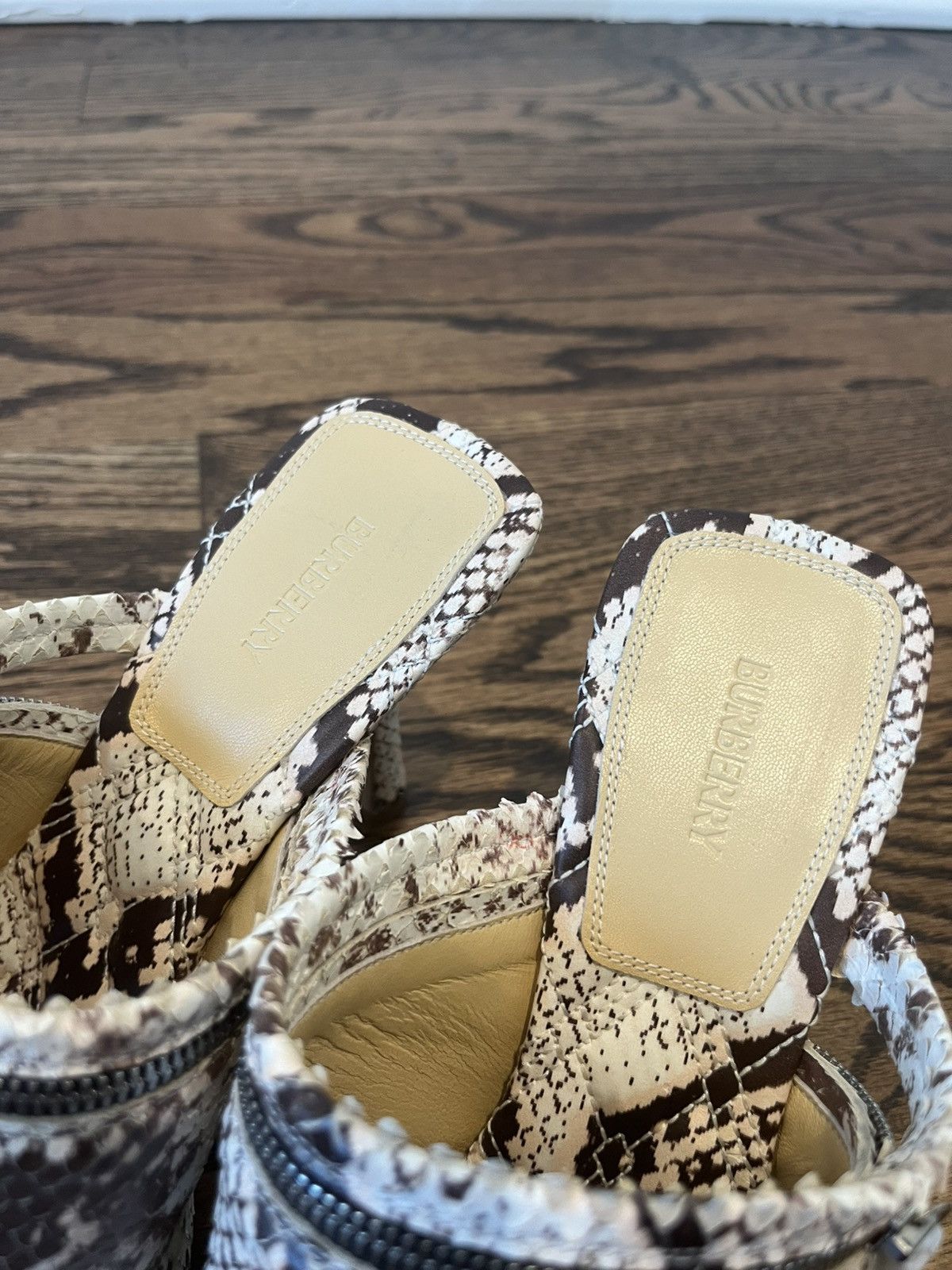 Burberry Burberry Python Print Leather Peep Sandals Size US 8 / IT 38 - 16 Thumbnail