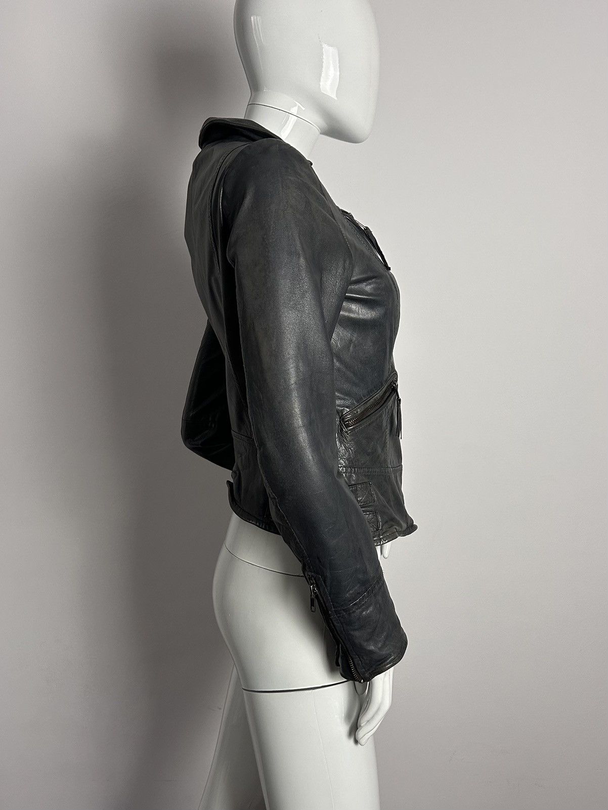Other Vintage distressed biker asymmetric leather jacket Size S / US 4 / IT 40 - 7 Thumbnail