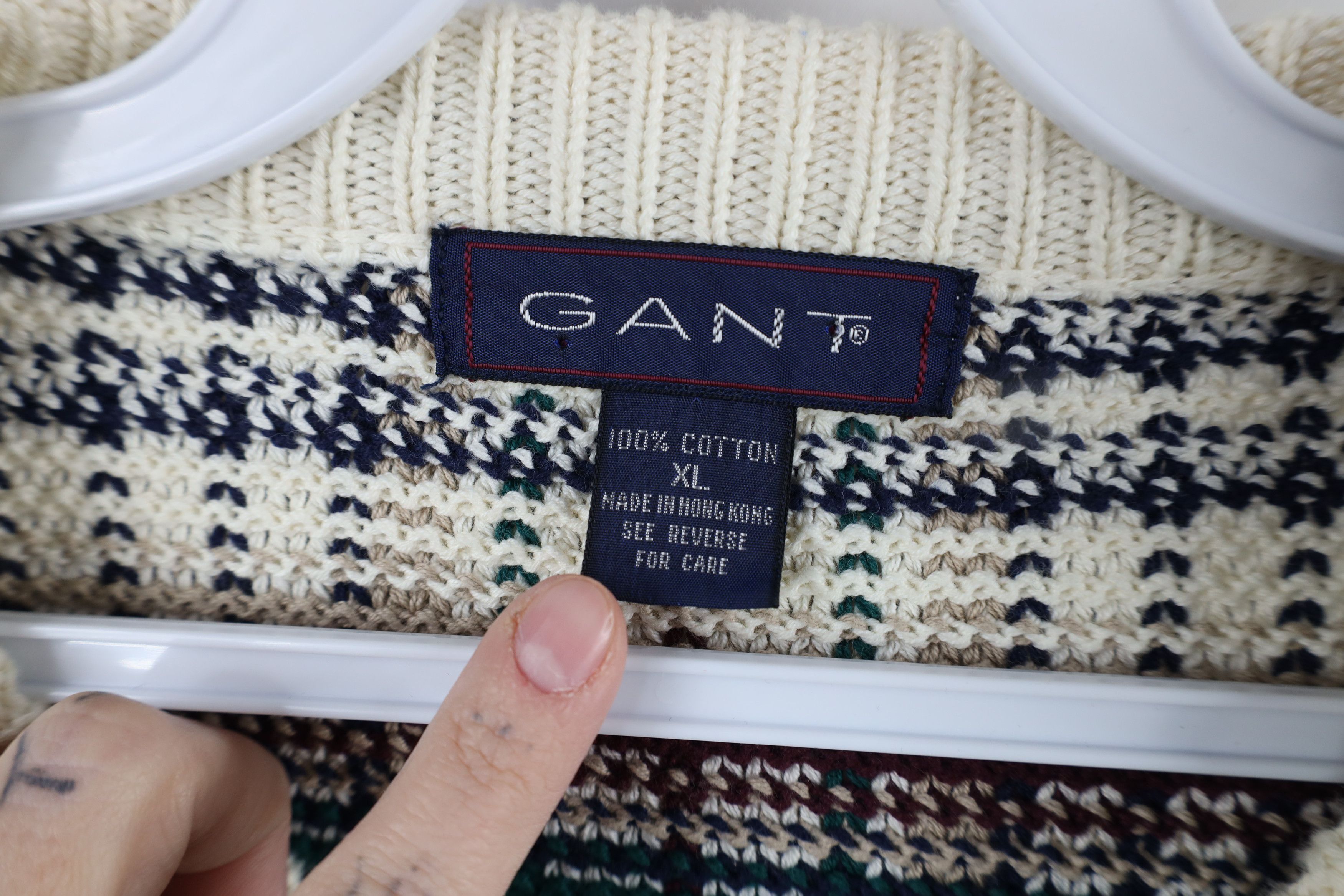 Vintage Vintage 90s Streetwear Cotton Knit Crewneck Sweater Plaid Size US XL / EU 56 / 4 - 5 Thumbnail