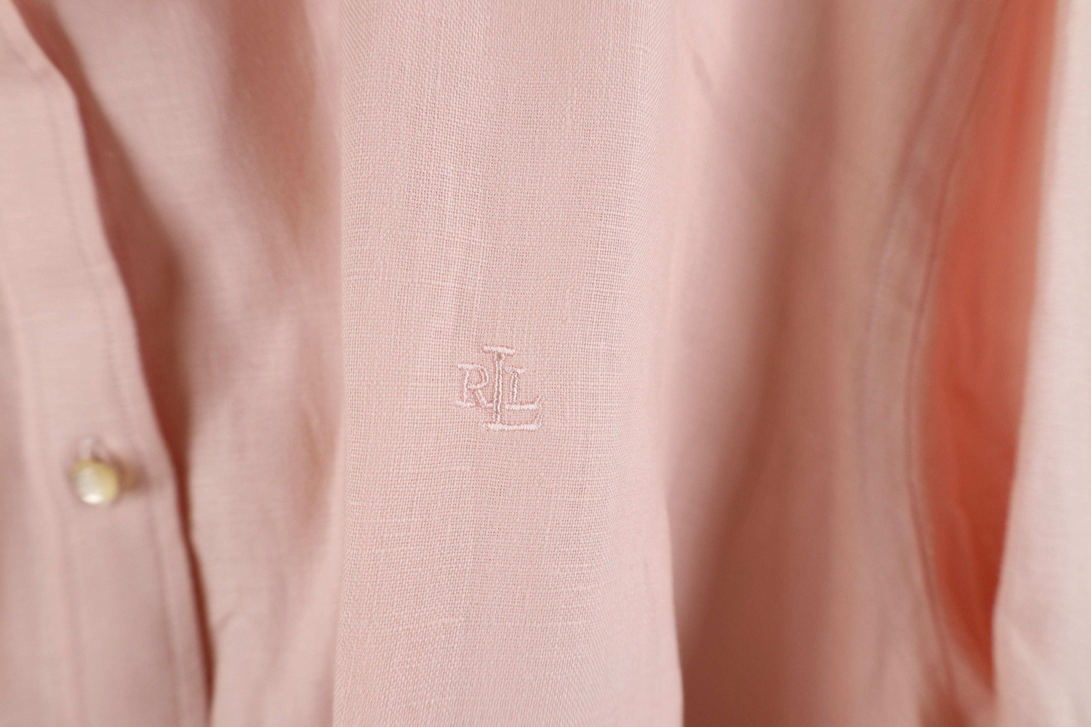 Ralph Lauren × Vintage Vintage 90s Ralph Lauren Linen Collared Button Shirt Pink Size 3XL / US 20-22 - 5 Thumbnail