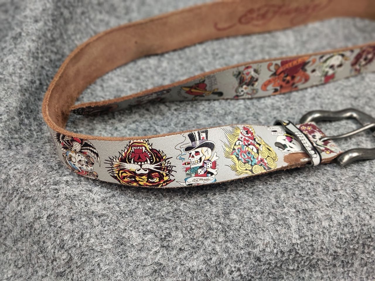 Ed Hardy Vintage Ed Hardy Multi Logo Brown Leather Belt Y2K Style Size ONE SIZE - 9 Thumbnail