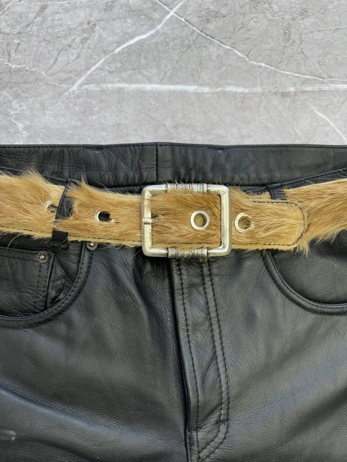 If Six Was Nine Vintage fur fuzzy Rare leather punk opium belt Japanese Size ONE SIZE - 14 Thumbnail