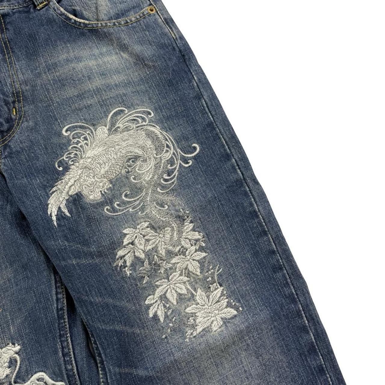 Karakuri Tamashii Karakuri Tamashii Embroidered Dragon Japanese Jeans Waist 31 Size US 31 - 5 Thumbnail