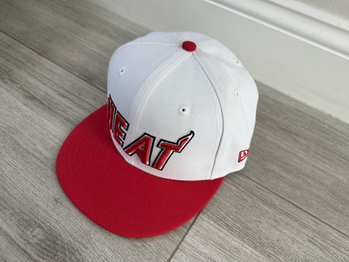 New Era Miami Heat New Era HWC Hardwood Classic White Fitted 7 3/8 Size ONE SIZE - 6 Thumbnail