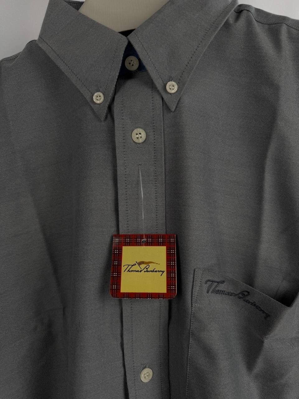 Other Thomas Burberry Men Gray Button Up Shirt Embroidered Logo L Size US XL / EU 56 / 4 - 3 Thumbnail