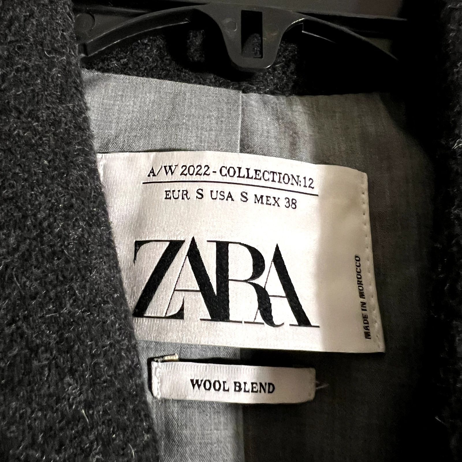 Zara ZARA men's DOUBLE-BREASTED WOOL BLAZER gray size S C10 Size US S / EU 44-46 / 1 - 3 Thumbnail