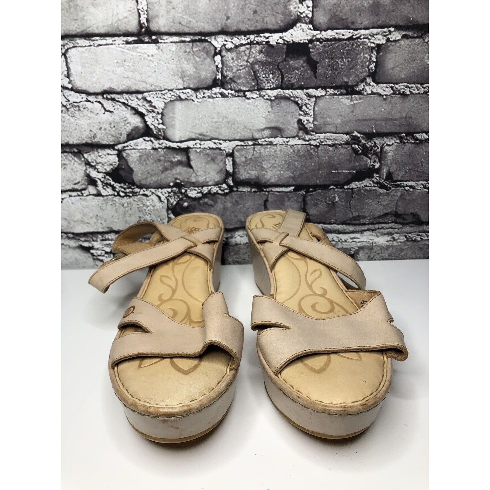 Born Born Light Pink Leather Platform High Wedge Strap Sandals Wo Size US 11 / IT 41 - 2 Thumbnail