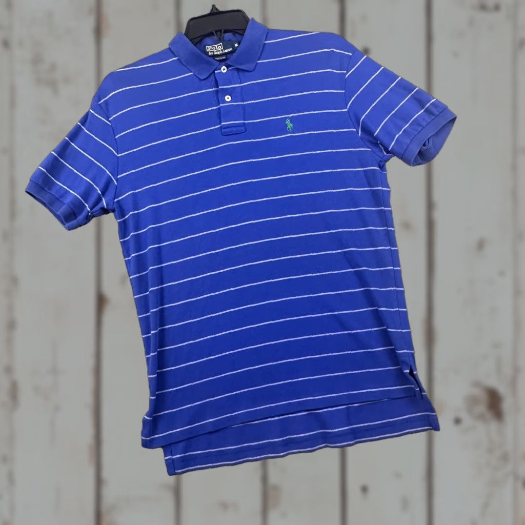 Polo Ralph Lauren Polo Ralph Lauren Polo Shirt Mens Medium Blue Striped Classic Cotton Size US M / EU 48-50 / 2 - 1 Thumbnail