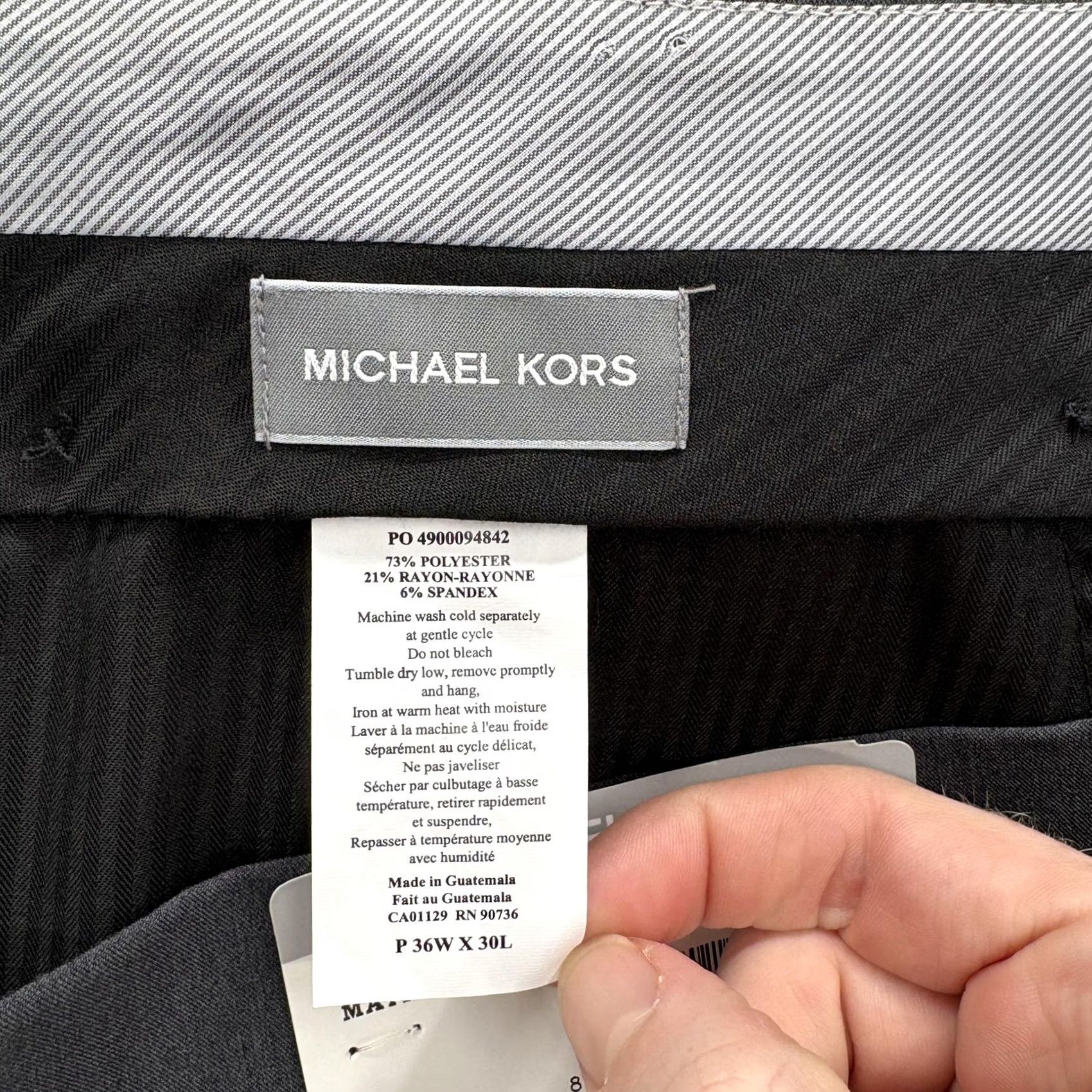 Michael Kors Michael Kors Dress Pants Mens 36x30 Gray Classic Fit Flat Front Pockets Stretch Business Formal NWT Size US 36 / EU 52 - 4 Thumbnail