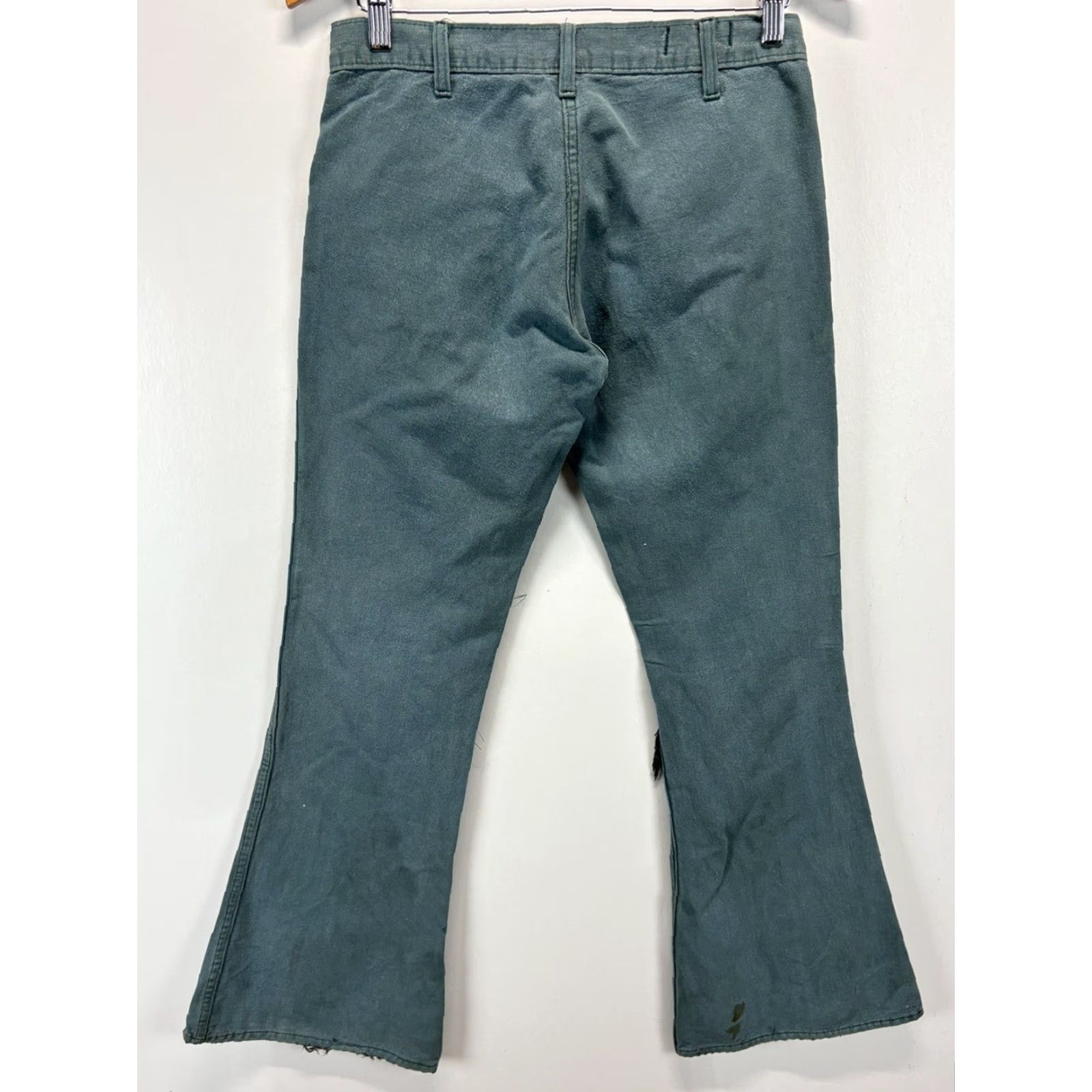 Vintage Vtg Landlubber Bell Bottom Pants Jeans Sz 28x32 Teal Distressed Destroyed USA Size 28" / US 6 / IT 42 - 6 Thumbnail